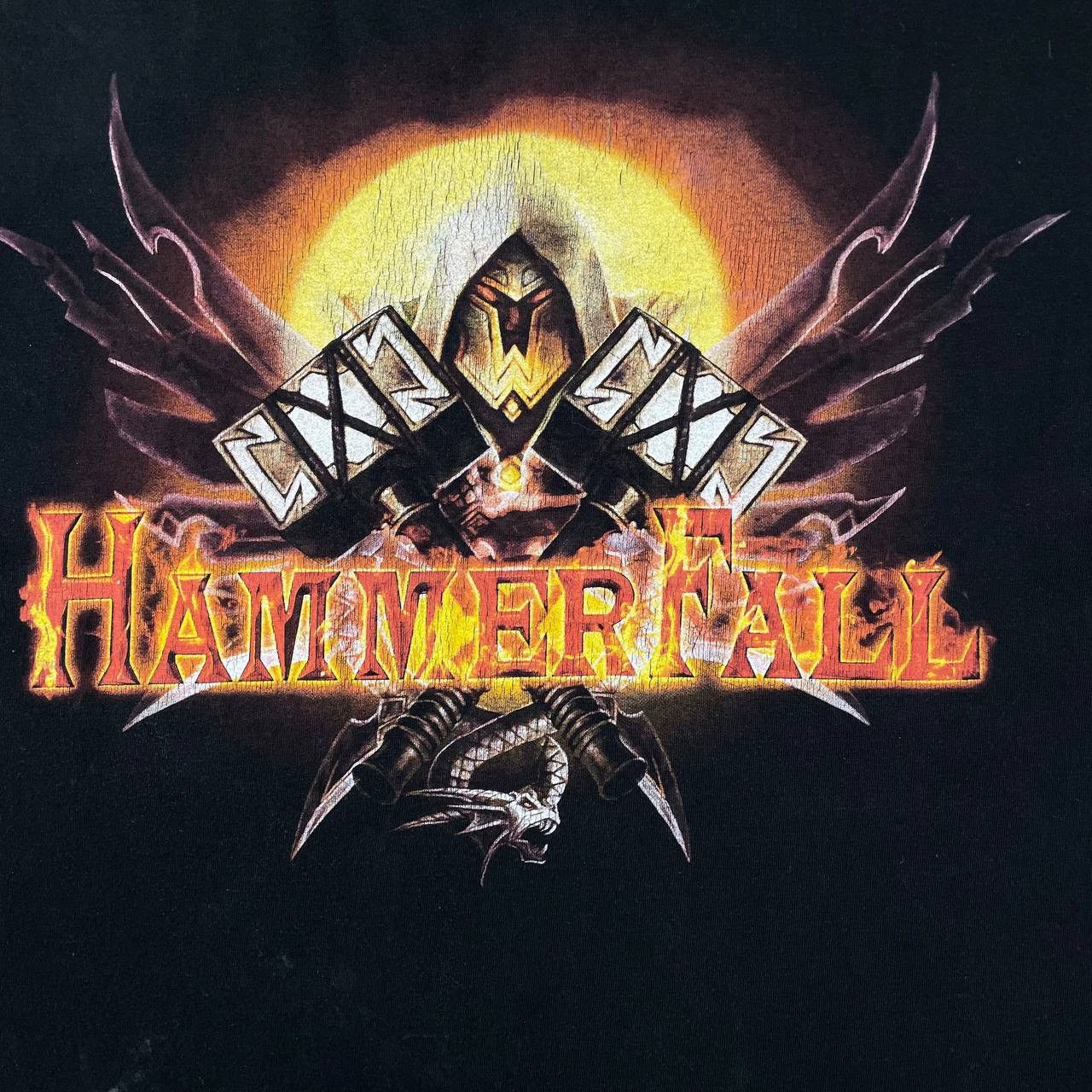 Band Tees Hammerfall 'Hammer Of Dawn' Promo Album T Shirt Faded Black Size US L / EU 52-54 / 3 - 4 Thumbnail