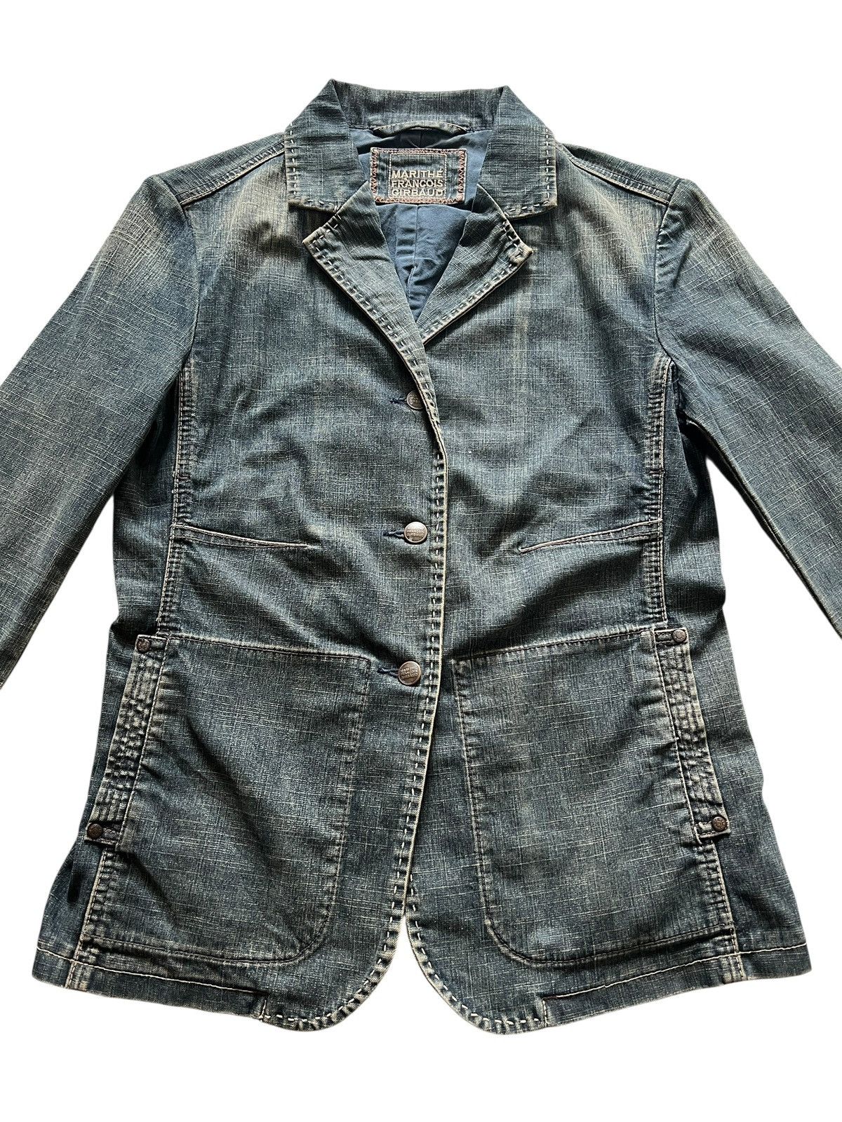 Marithe + Francois Girbaud 1990s Marithe Francois Girbaud Denim Blazer Jacket Size S / US 4 / IT 40 - 7 Thumbnail