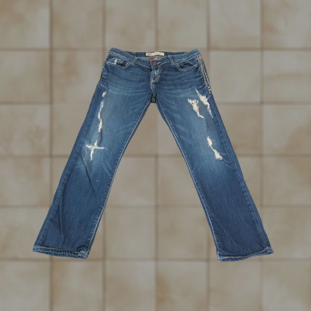 Vintage Buckle BKE Jeans Womens 30 x 25 Blue Madison Skinny Stretch Denim Distressed 90s Size 30" / US 8 / IT 44 - 1 Thumbnail