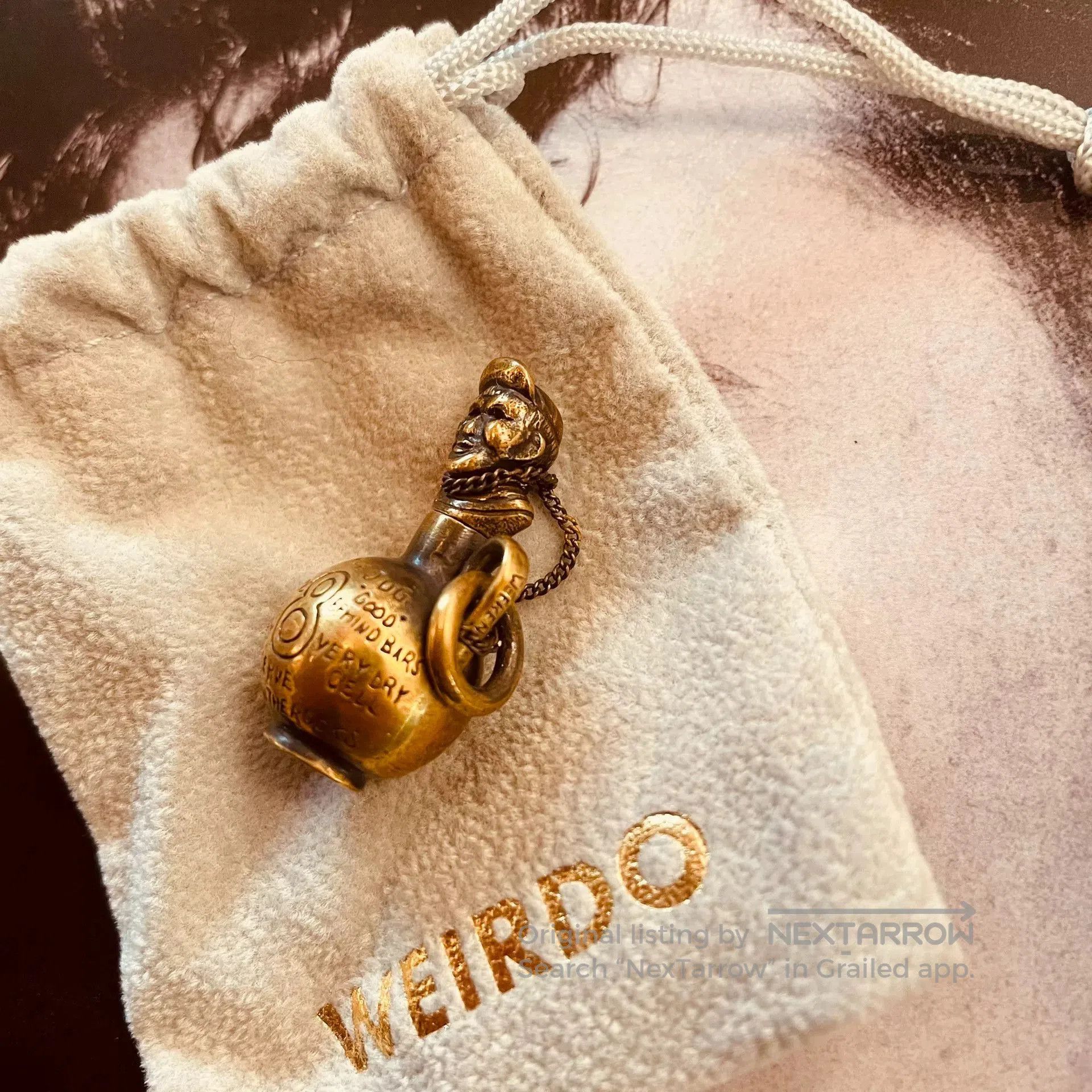 Standard & Strange Weirdo Brass Bottle Man Pendant. Size ONE SIZE - 2 Thumbnail
