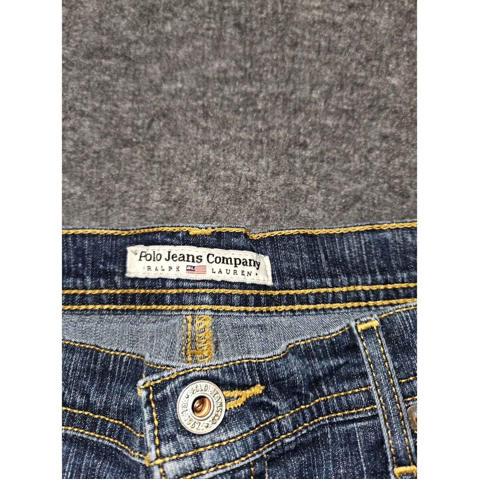 Vintage VINTAGE Polo Jeans Company Stretch Cropped Jeans Women's 28 Blue Denim Logo Preppy 90s Vintage Womens Jeans Size 28" / US 6 / IT 42 - 2 Thumbnail