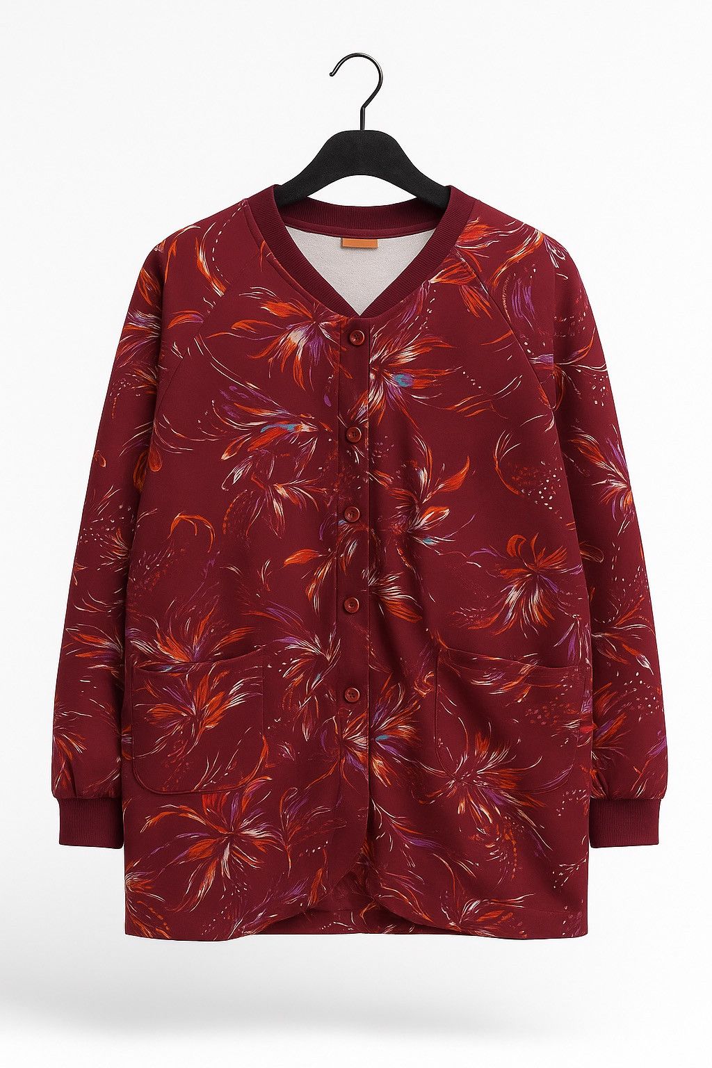 Japanese Brand Vintage Marumi Maroon Floral Bomber Jacket 80s/90s Retro Size XL / US 12-14 / IT 48-50 - 1 Thumbnail
