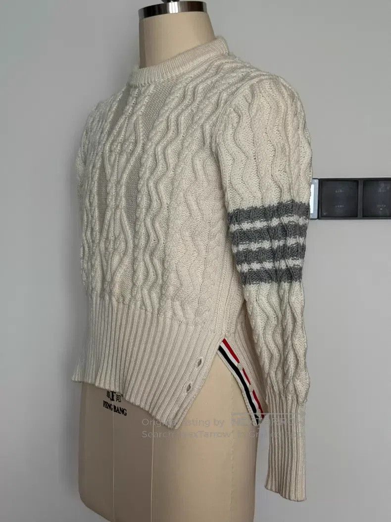 Thom Browne Thom Browne White Short Twisted Knit Sweater Size US M / EU 48-50 / 2 - 5 Thumbnail
