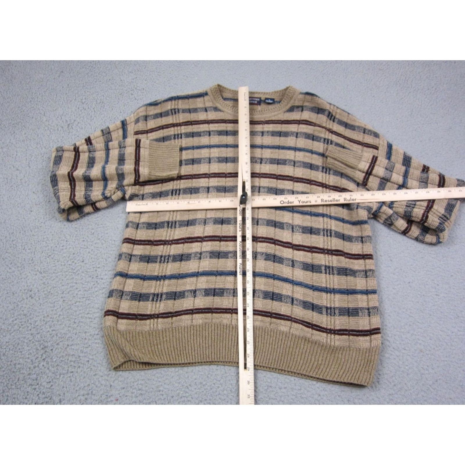 Roundtree & Yorke VINTAGE Roundtree & Yorke Sweater Mens XL Brown Striped Knit Crew Neck Pullover 90s Size US XL / EU 56 / 4 - 5 Thumbnail