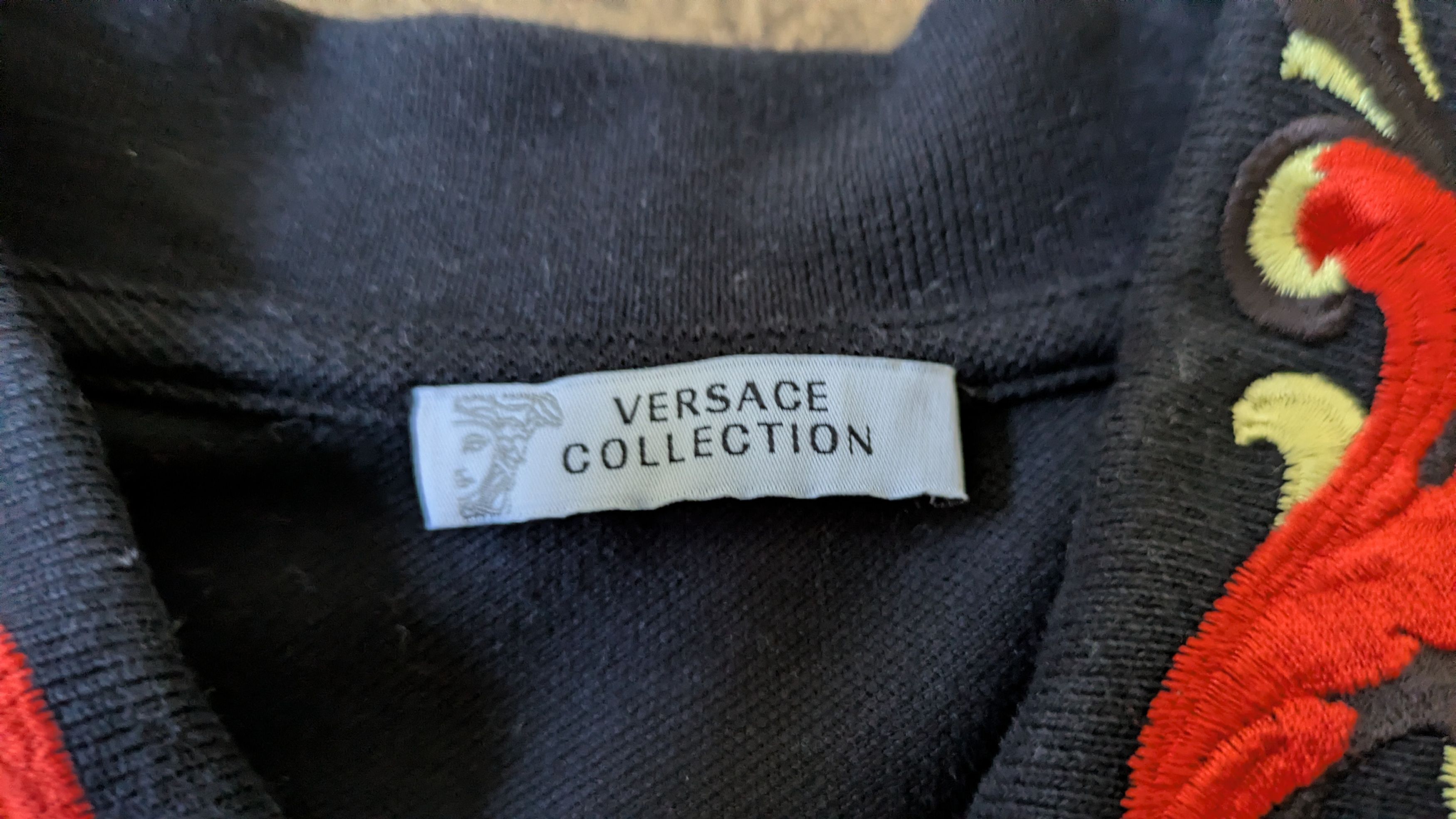 Versace Versace Collection black embroidered collar baroque polo Size US XL / EU 56 / 4 - 8 Thumbnail