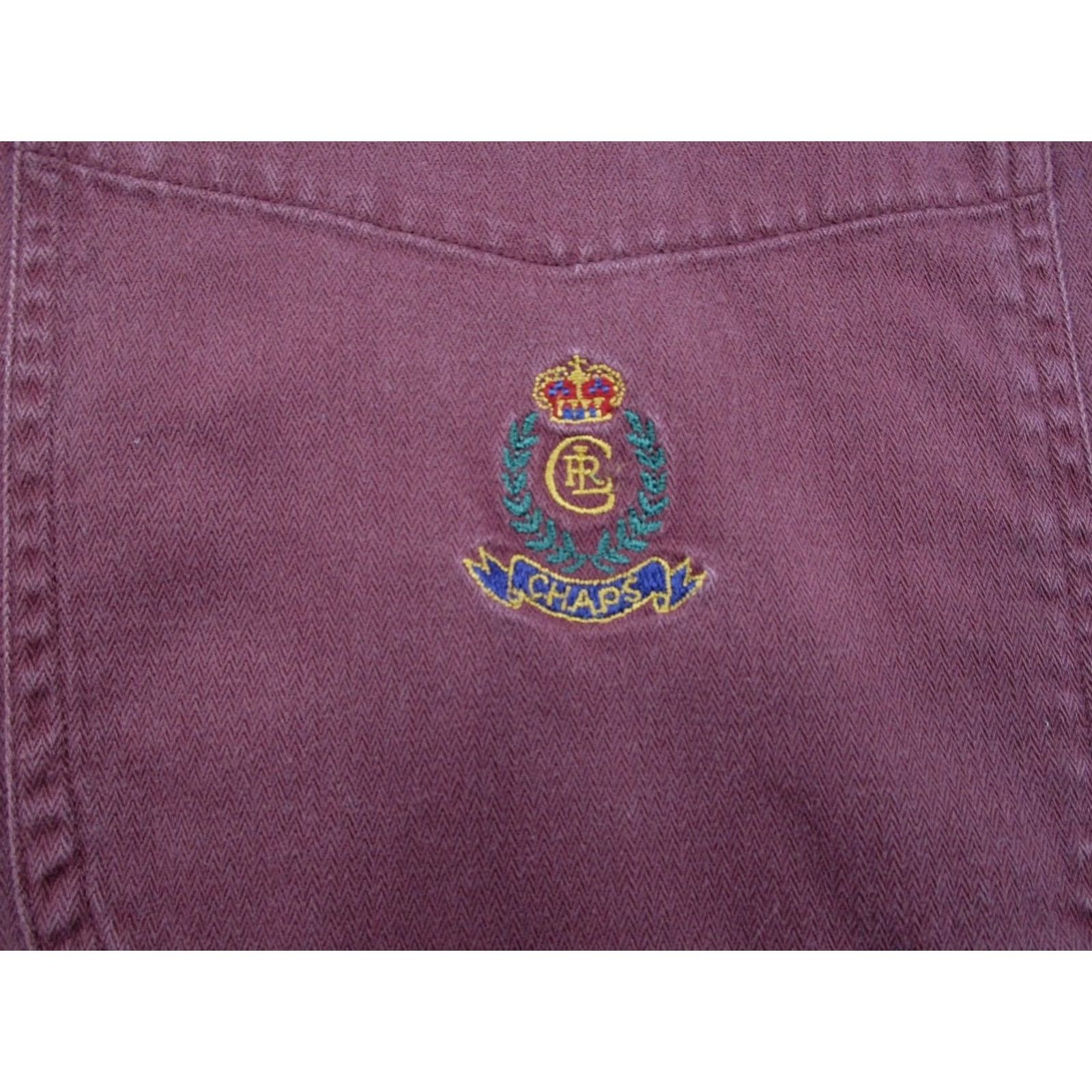 Chaps VINTAGE Chaps Shirt Mens Large Button-Down Crest Classic Preppy Dress Shirt Size 42R - 7 Thumbnail