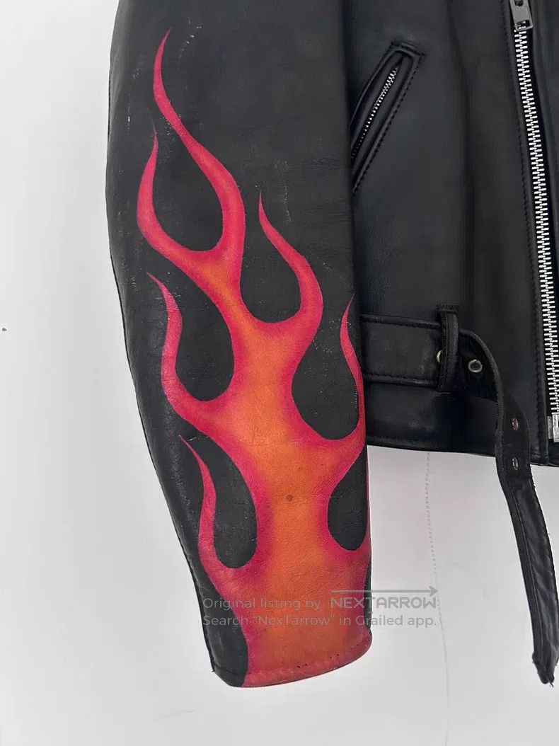 Schott Schott NYC amiri hand-painted flame skeleton motorcycle le Size US XXS / EU 40 - 3 Thumbnail