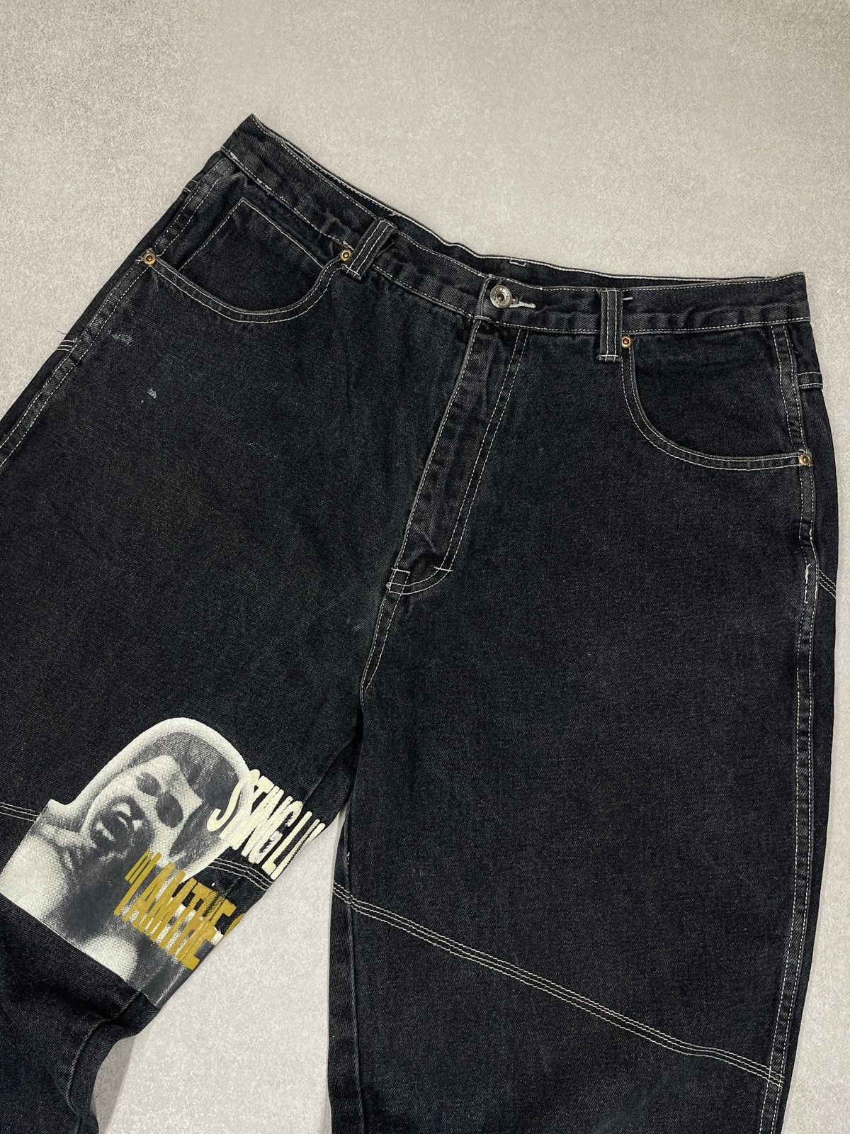 Fubu Rare Vintage Platinum FUBU Muhammad Ali Baggy Jeans Big Logo Size US 38 / EU 54 - 9 Thumbnail