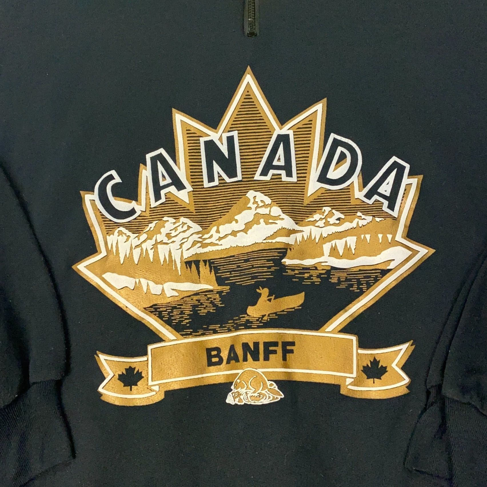 Vintage DNS Canada Banff Mens Shirt M Black Long Sleeve Mock Neck 1/4 Zip Jersey Cotton Polyester Fall Spring Summer Winter Mens Size US M / EU 48-50 / 2 - 2 Thumbnail