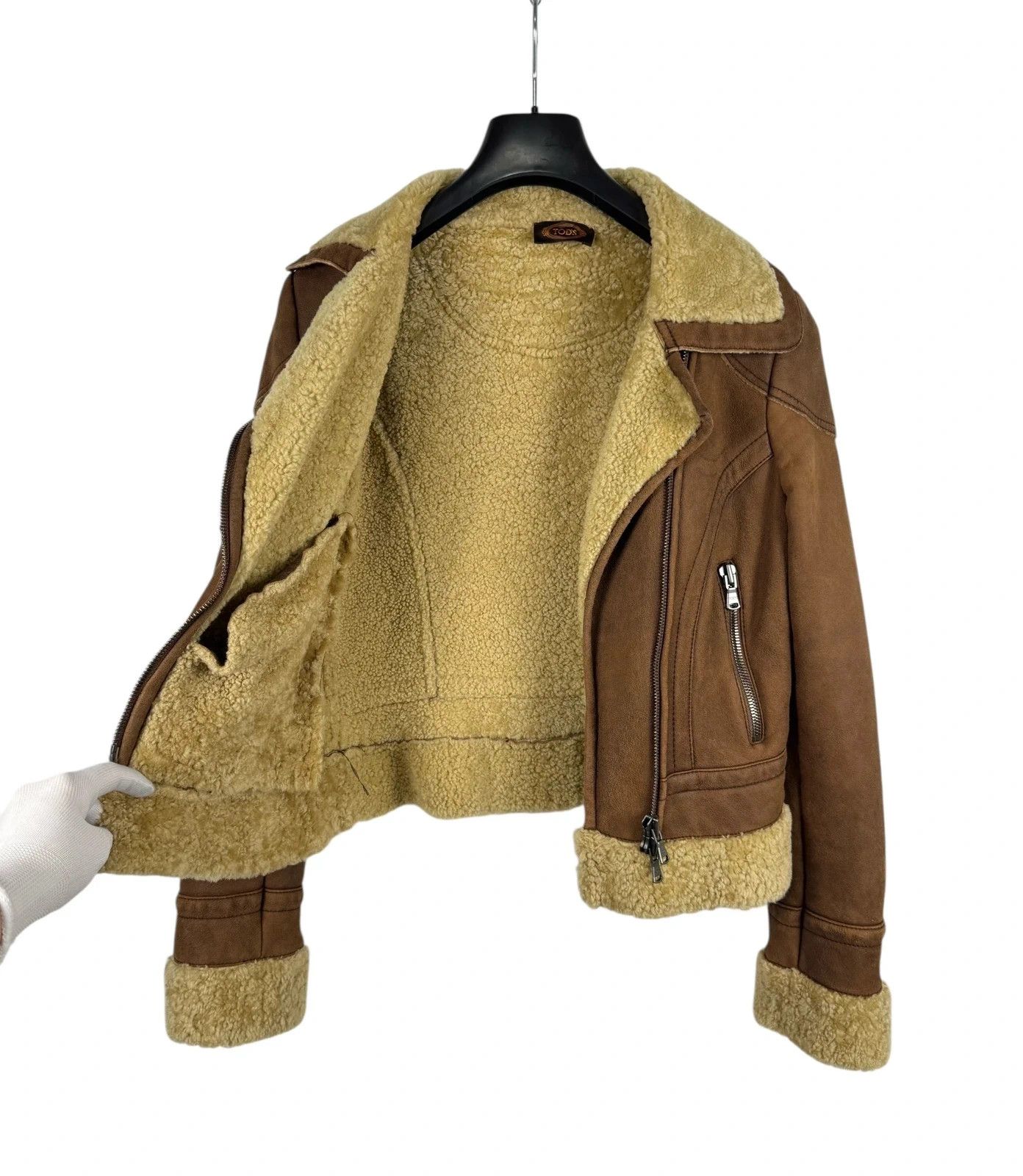 Tod's Tod’s Genuine Leather Shearling Biker Jacket size 44 Size M / US 6-8 / IT 42-44 - 13 Thumbnail