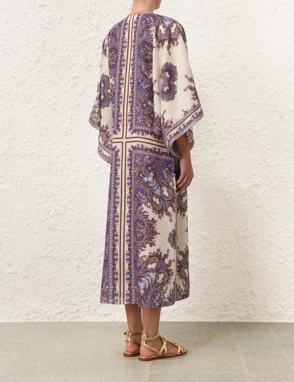 Zimmermann oc11z0525 Ottie Kaftan Midi Dress in Multicolor Size S / US 4 / IT 40 - 5 Thumbnail