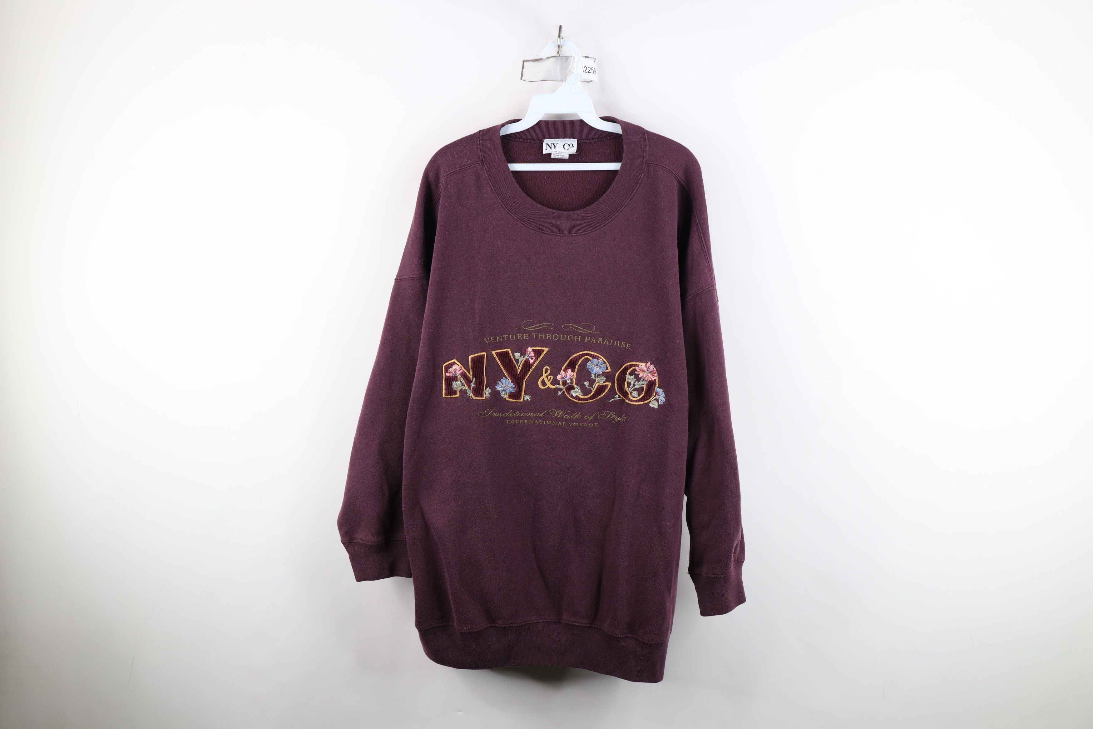 Vintage Vintage 90s Streetwear New York Flower Corduroy Sweatshirt Size XL / US 12-14 / IT 48-50 - 1 Thumbnail