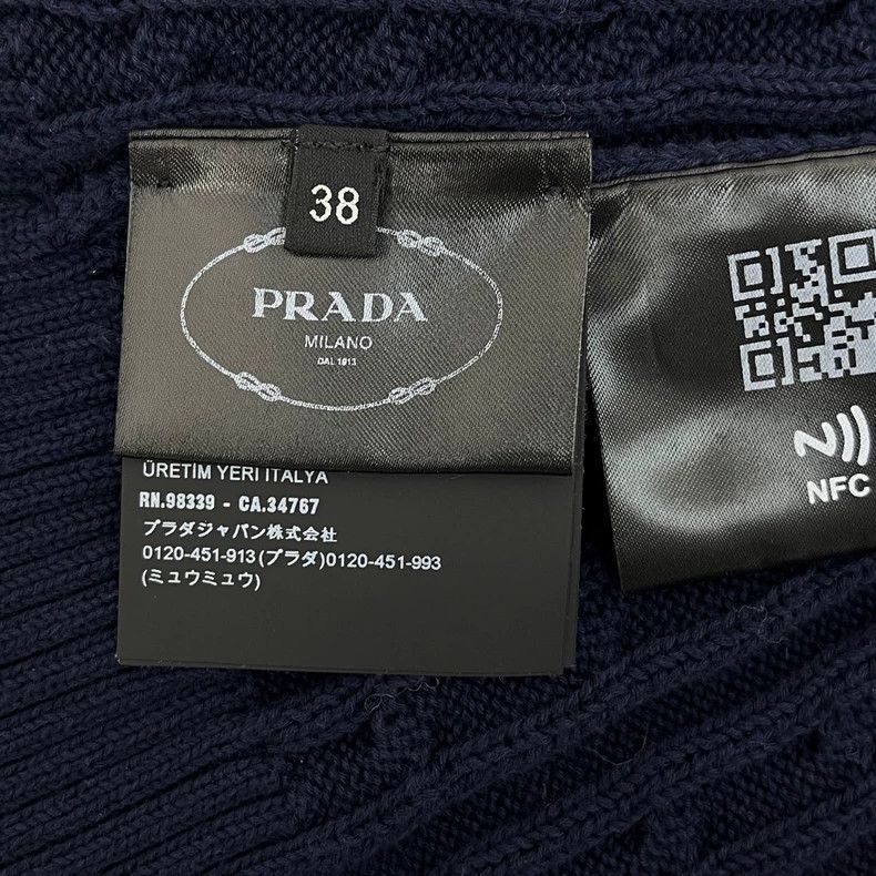 Prada Prada Size 38 Dark blue classic logo hemp pattern sweater Size US XS / EU 42 / 0 - 7 Thumbnail