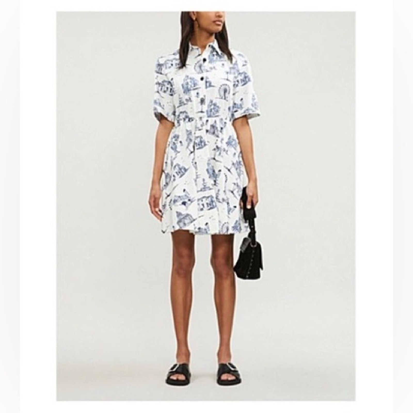Maje Maje Rapomi white shirt dress paris short sleeve 3 medium Size M / US 6-8 / IT 42-44 - 5 Thumbnail