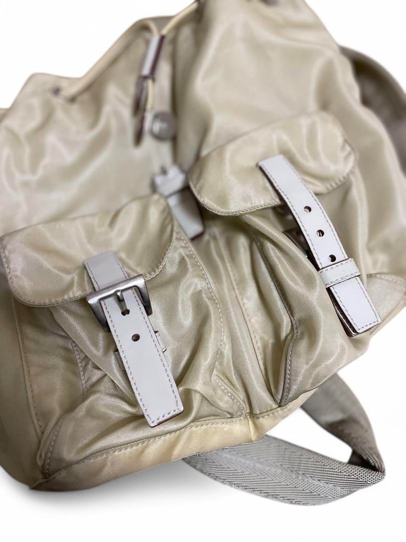 Prada Prada - Beige Rucksack Backpack Vintage Triangle Logo Plate Size ONE SIZE - 5 Thumbnail
