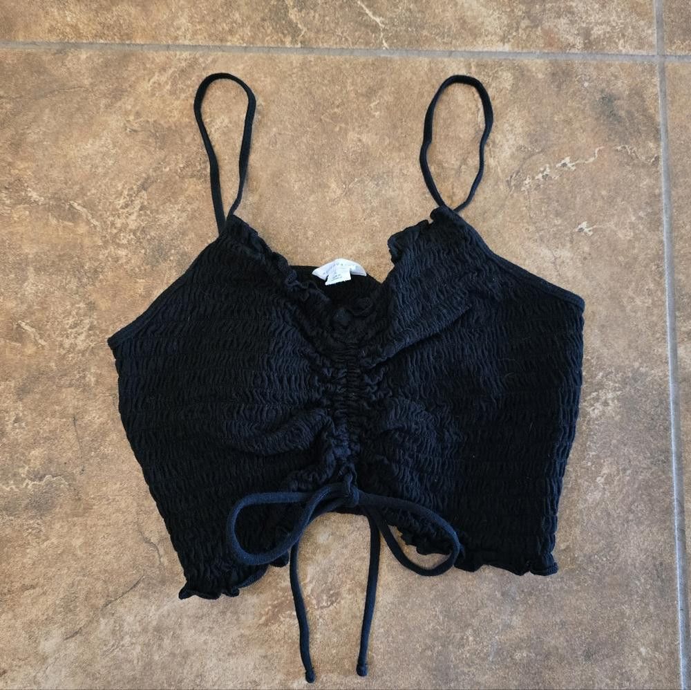 Aeropostale Black Front Scrunched Aero Cropped Tank Size L / US 10 / IT 46 - 1 Thumbnail