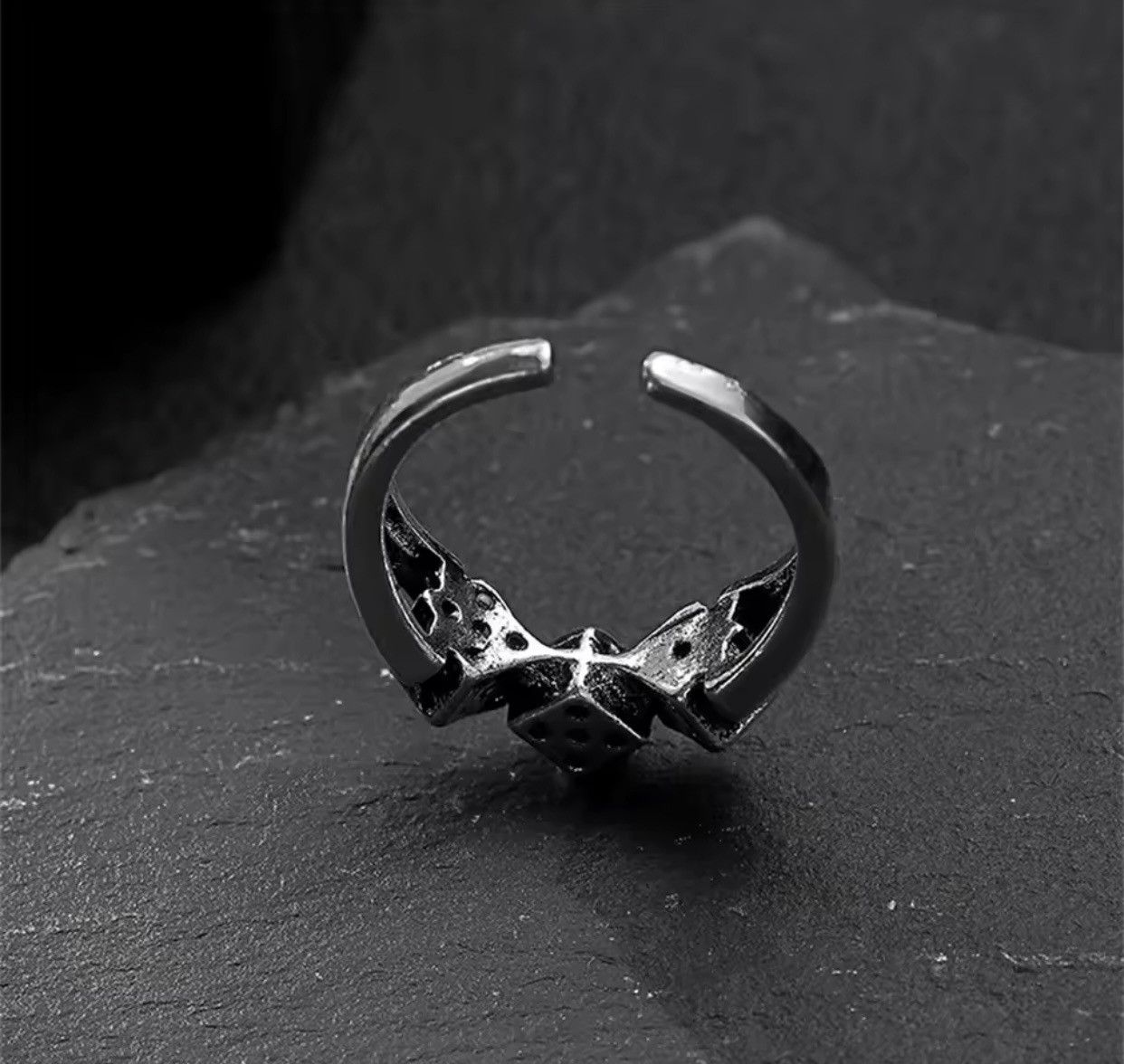 Jewelry × Vintage Dice Playing Ring Poker Card Player Game Spades Heart Chrome Size ONE SIZE - 3 Thumbnail