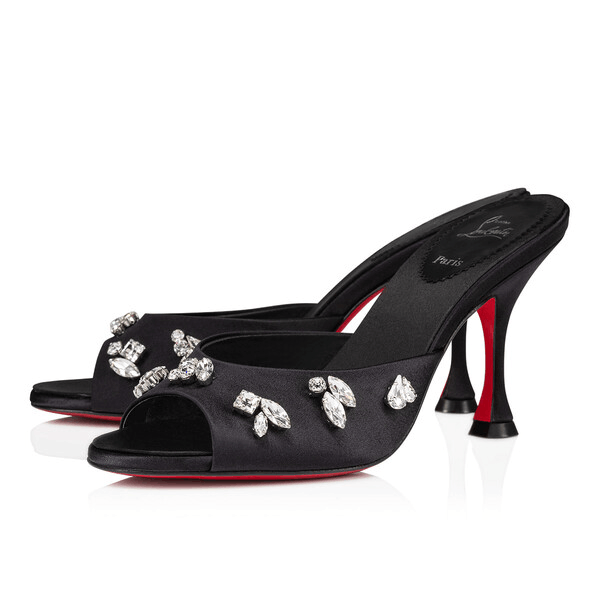 Christian Louboutin o1s1wg110125 Degraqueen 85mm Satin Mules in Black Size US 5 / IT 35 - 1 Thumbnail