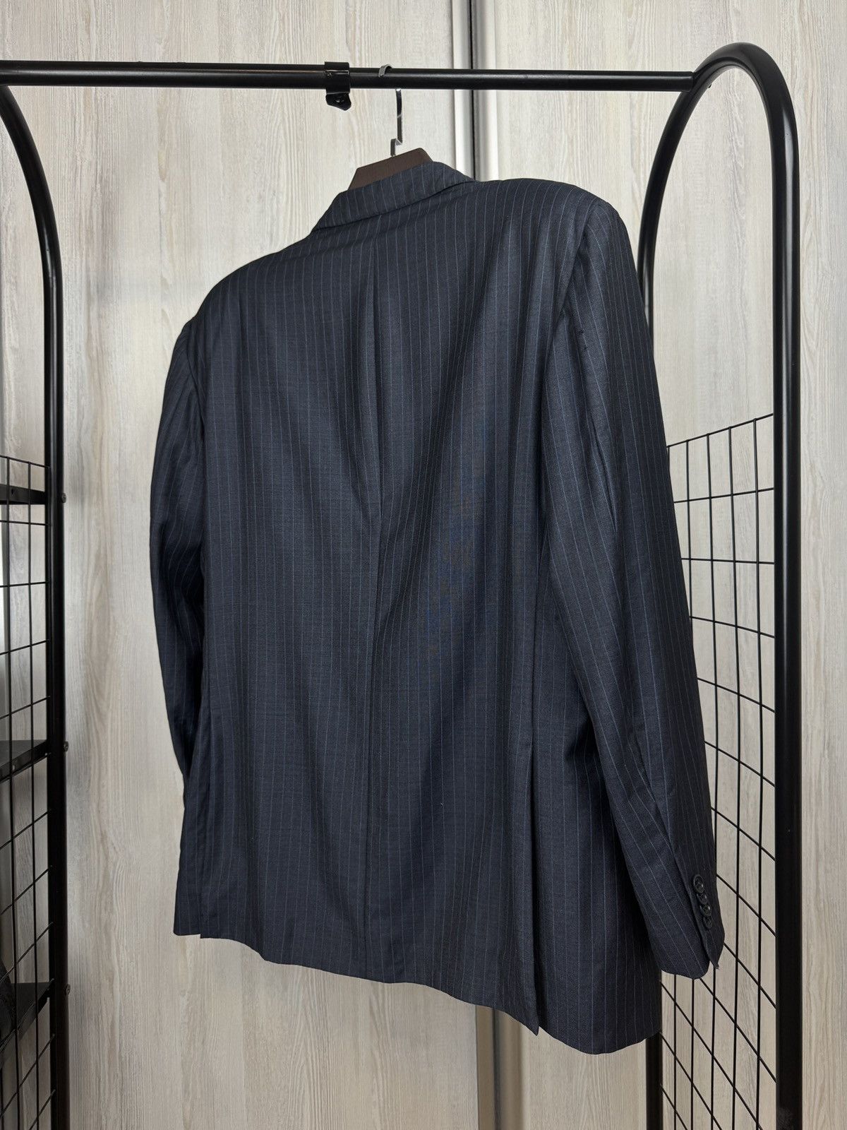 Boggi Boggi Milano vintage wool navy blue striped 3 button suit Size 46R - 6 Thumbnail