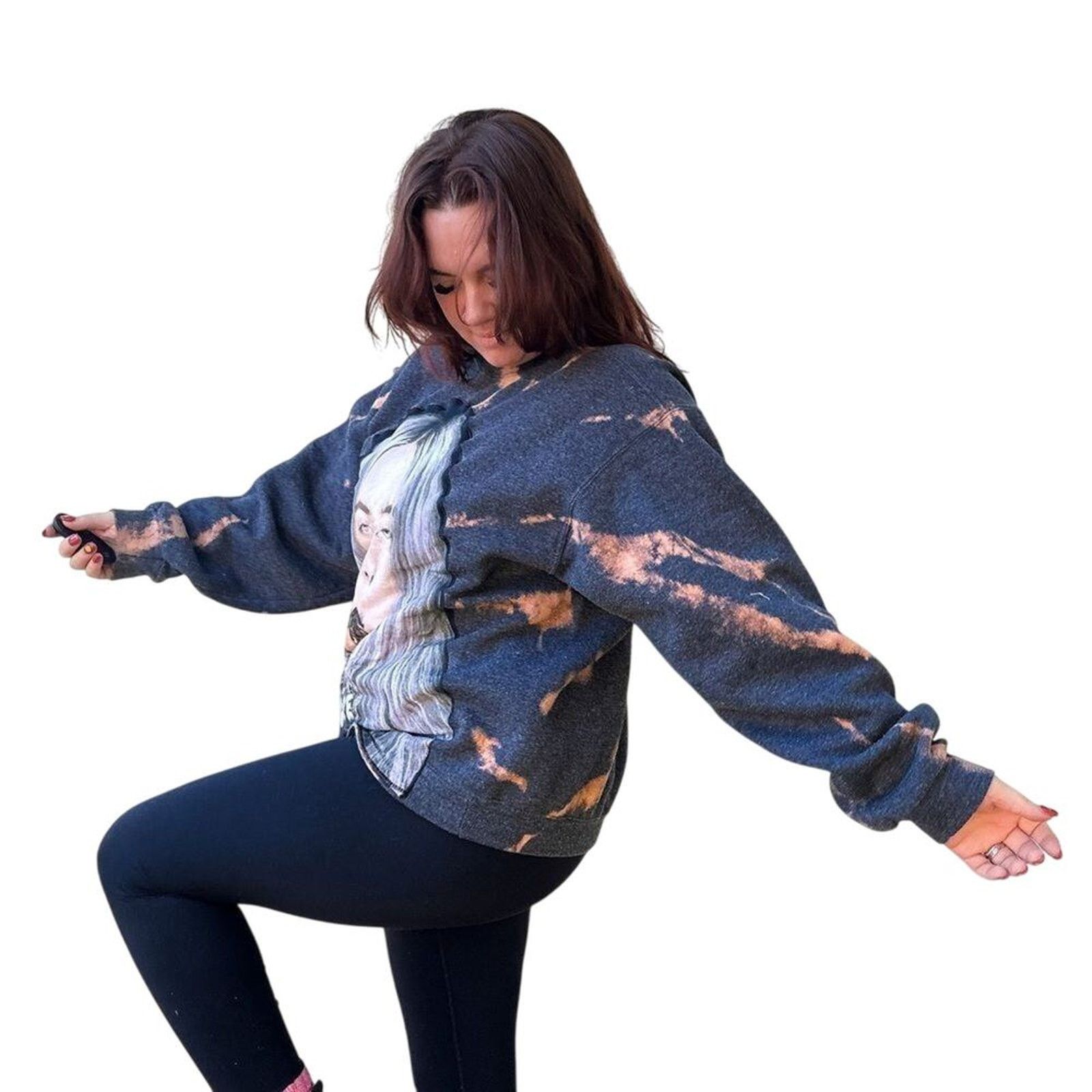 Other Billie Eilish Upcycled Bleach Dyed Crewneck Sweatshirt OOAK Size US L / EU 52-54 / 3 - 6 Thumbnail