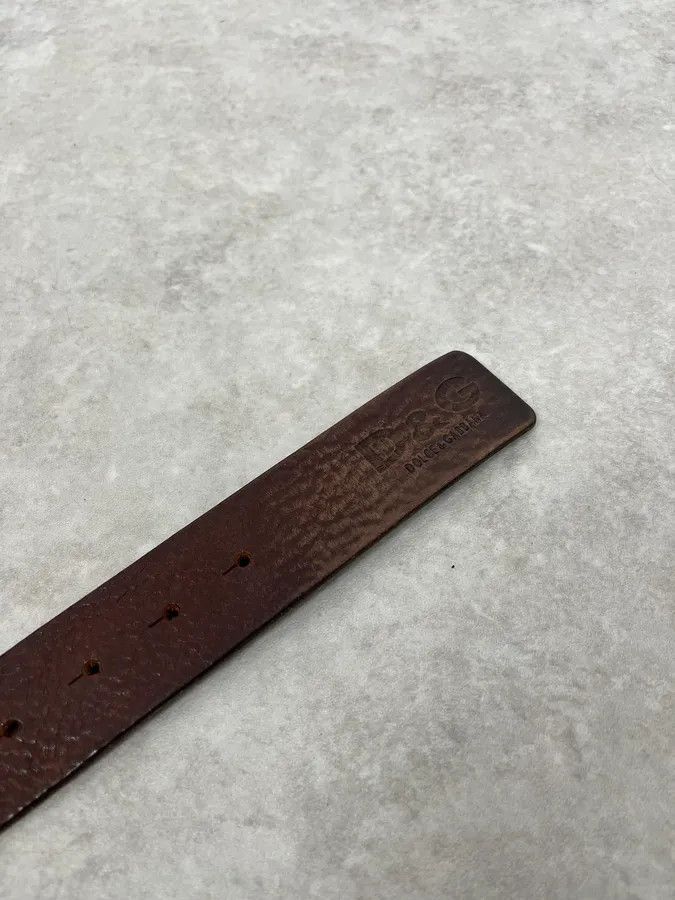 Dolce & Gabbana 2000s Dolce & Gabbana Antique Brown Leather Belt Size ONE SIZE - 6 Thumbnail