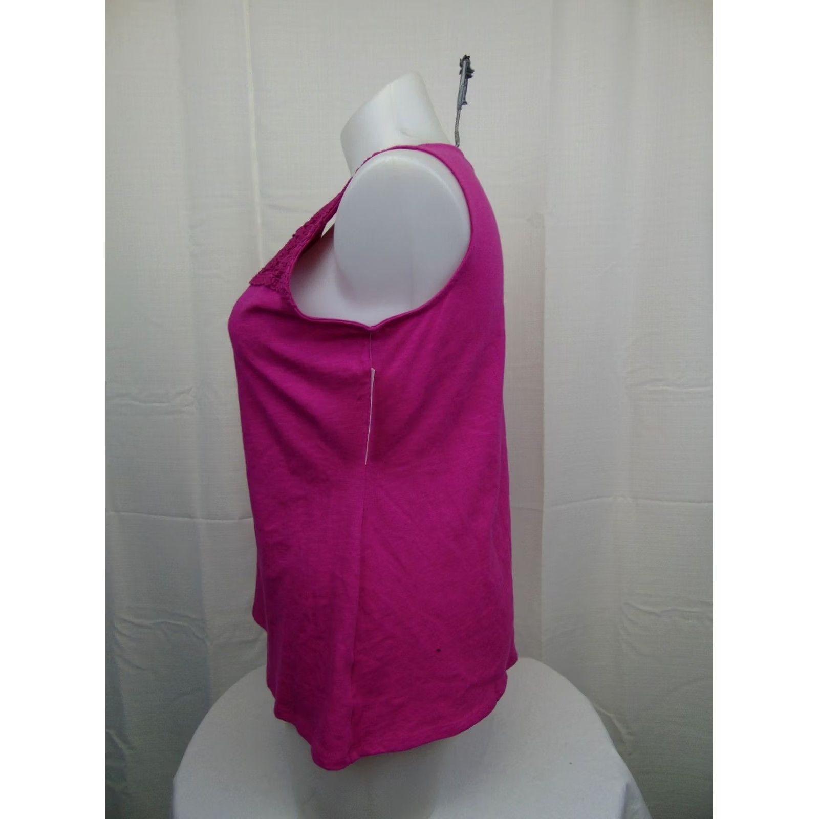 Charter Club Charter Club Blouse Sleeveless Crochet-Yoke Top 0X Plus Pink Cotton Womens Size XL / US 12-14 / IT 48-50 - 3 Thumbnail