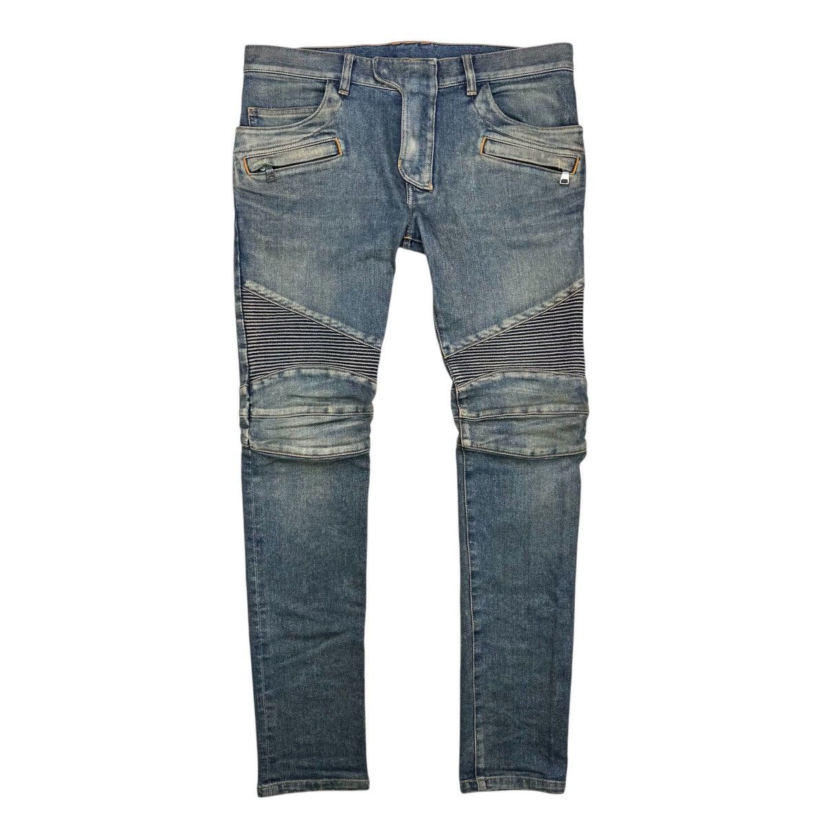 Balmain BALMAIN SS14 BLUE BIKER DENIM Size US 32 / EU 48 - 2 Thumbnail