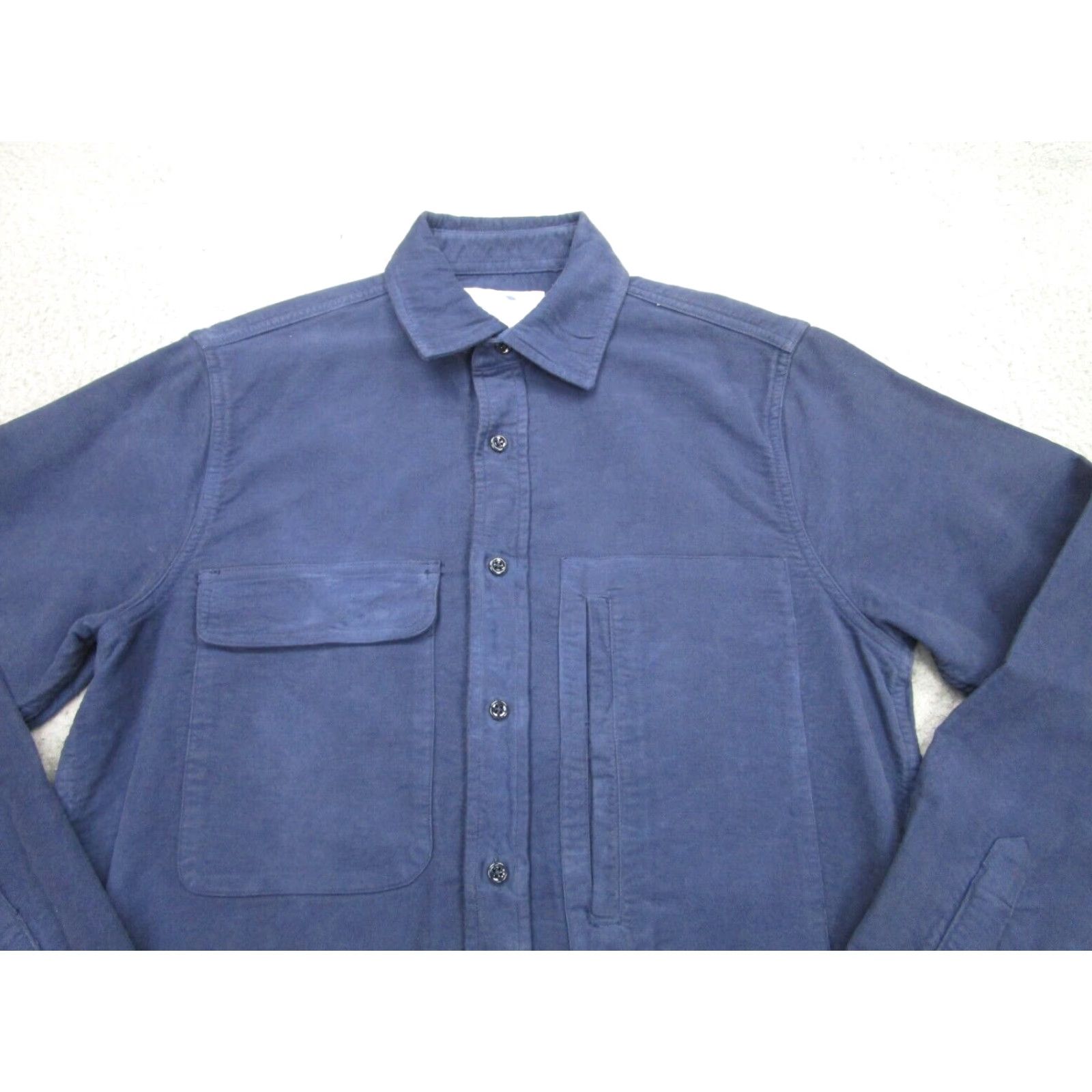 Adsum Adsum Mens Blue Heavy Flannel Shirt Small Long Sleeve Button Up Cotton Twill Size US S / EU 44-46 / 1 - 3 Thumbnail