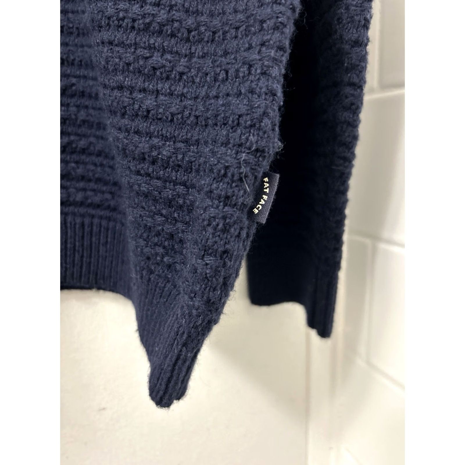 FatFace Fat Face Sweater Mens L Blue Wool Lanhill Texture Crewneck NWT Size US L / EU 52-54 / 3 - 7 Thumbnail