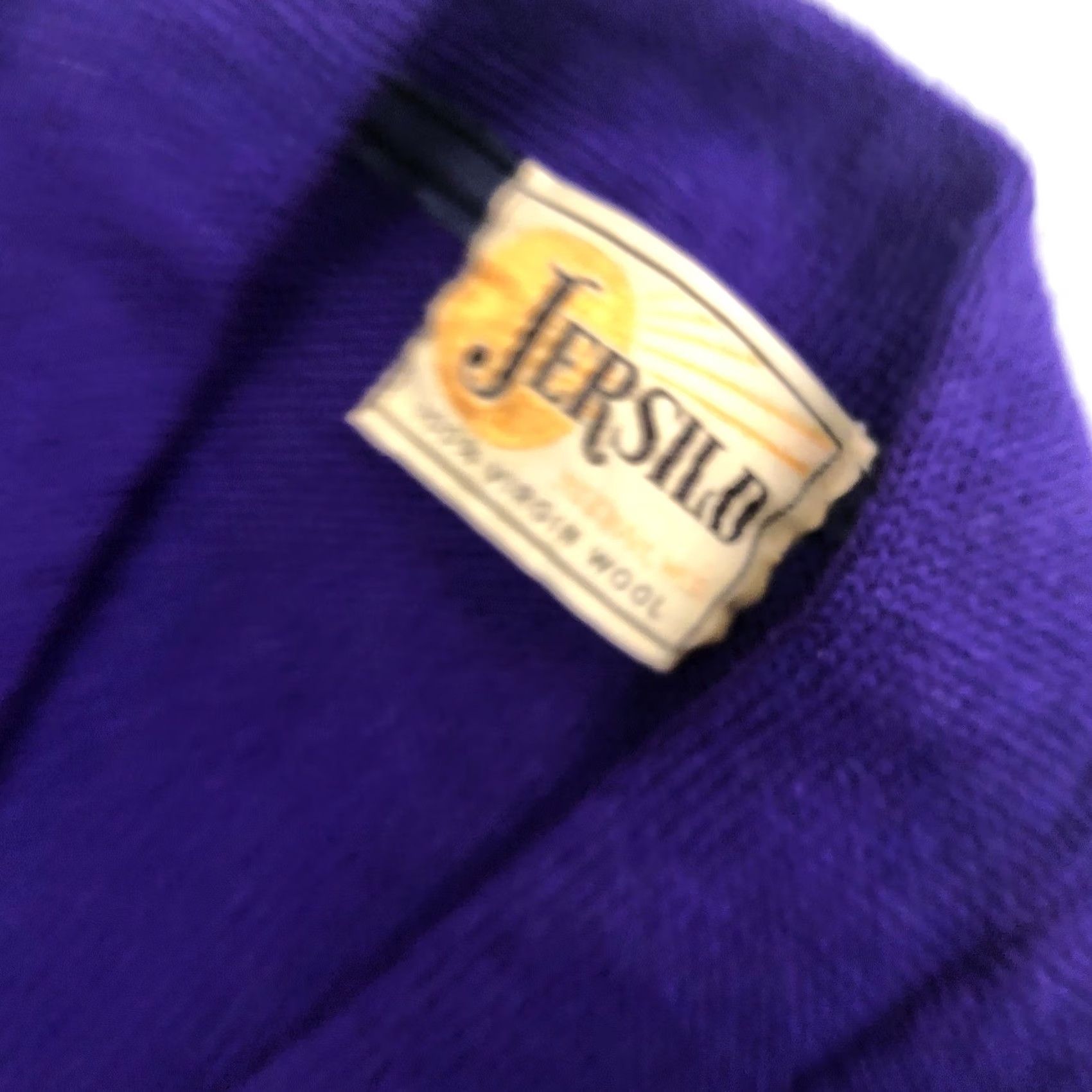 Vintage VINTAGE Letterman Sweater Wool 1940s Purple With White Letter Jersild Sz Med Shirt Mens Size US M / EU 48-50 / 2 - 3 Thumbnail