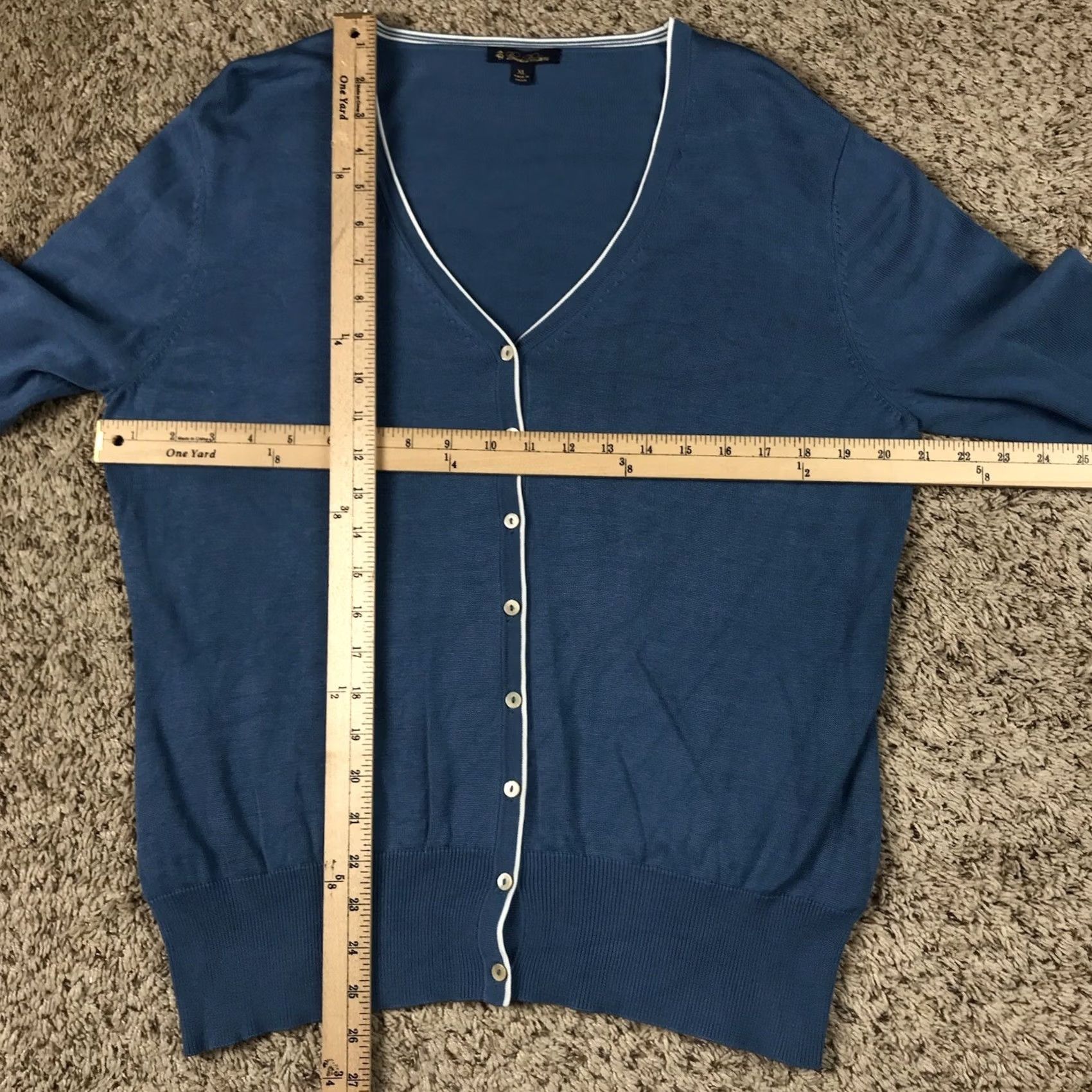 Brooks Brothers VINTAGE Brooks Brothers Womens Cardigan Sweater M Blue Silk Cotton Long Sleeve Size M / US 6-8 / IT 42-44 - 6 Thumbnail
