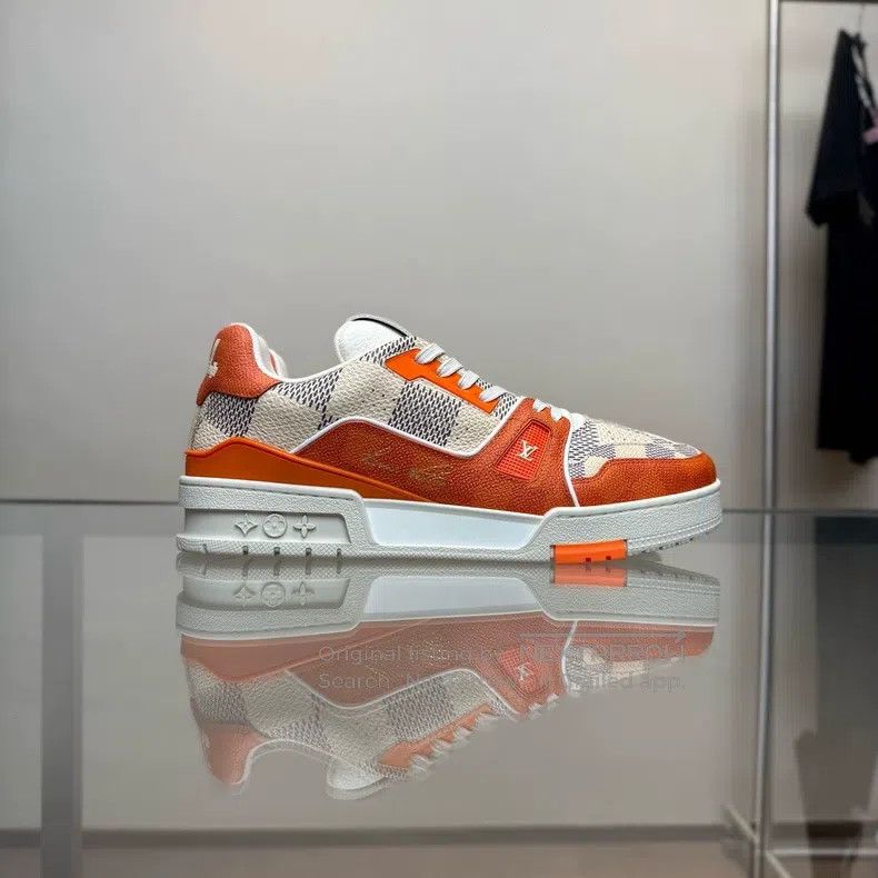 Louis Vuitton Louis Vuitton TRAINER white-orange checkerboard shoes Size US 6.5 / EU 39-40 - 3 Thumbnail