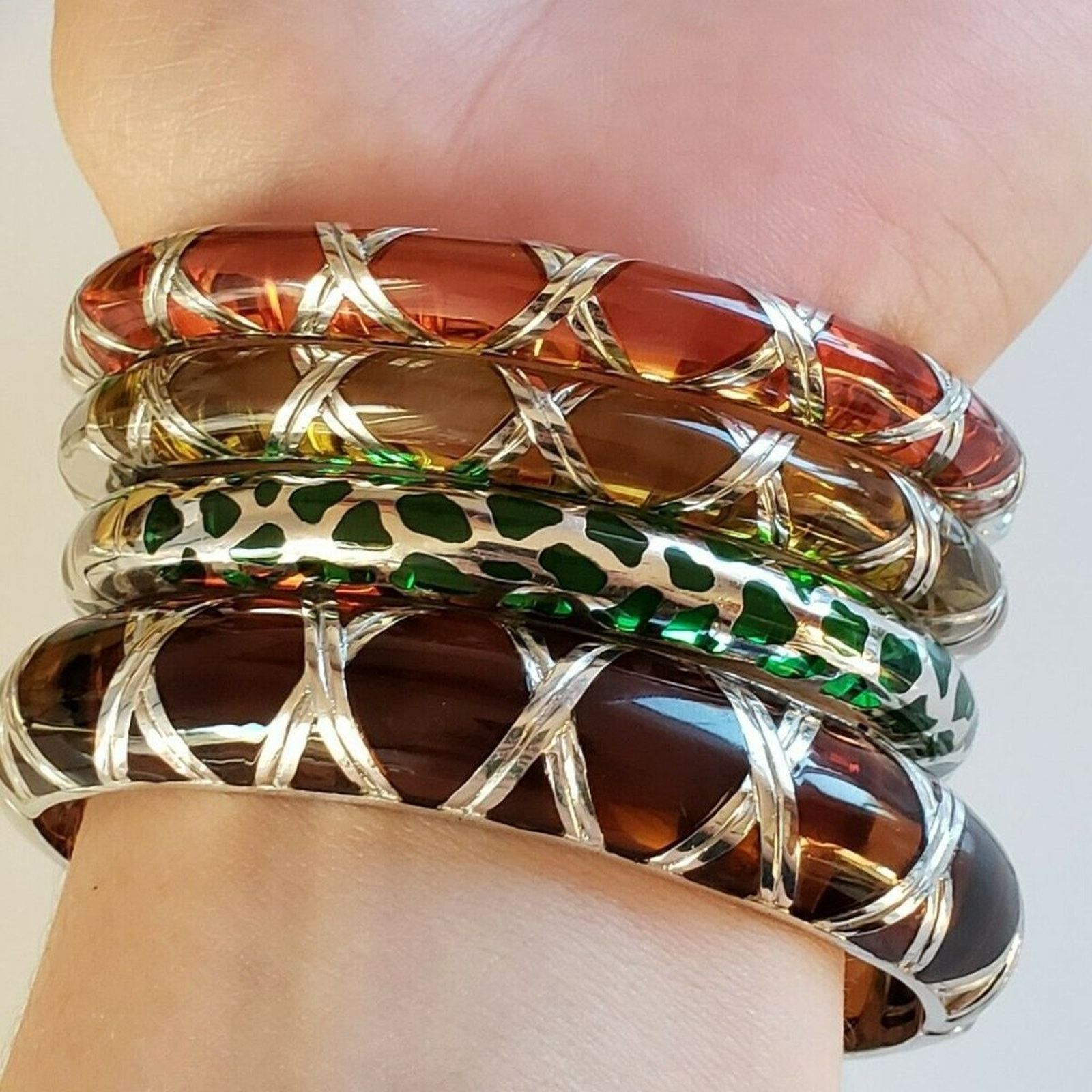 Designer Angelique De Paris Bamboo Thin Sterling Silver Bracelet Size ONE SIZE - 8 Thumbnail