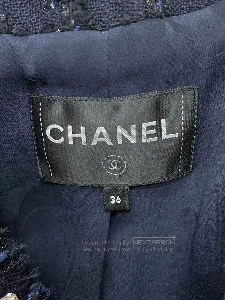 Chanel Chanel Blue Tweed Zip Jacket. Size US M / EU 48-50 / 2 - 4 Thumbnail