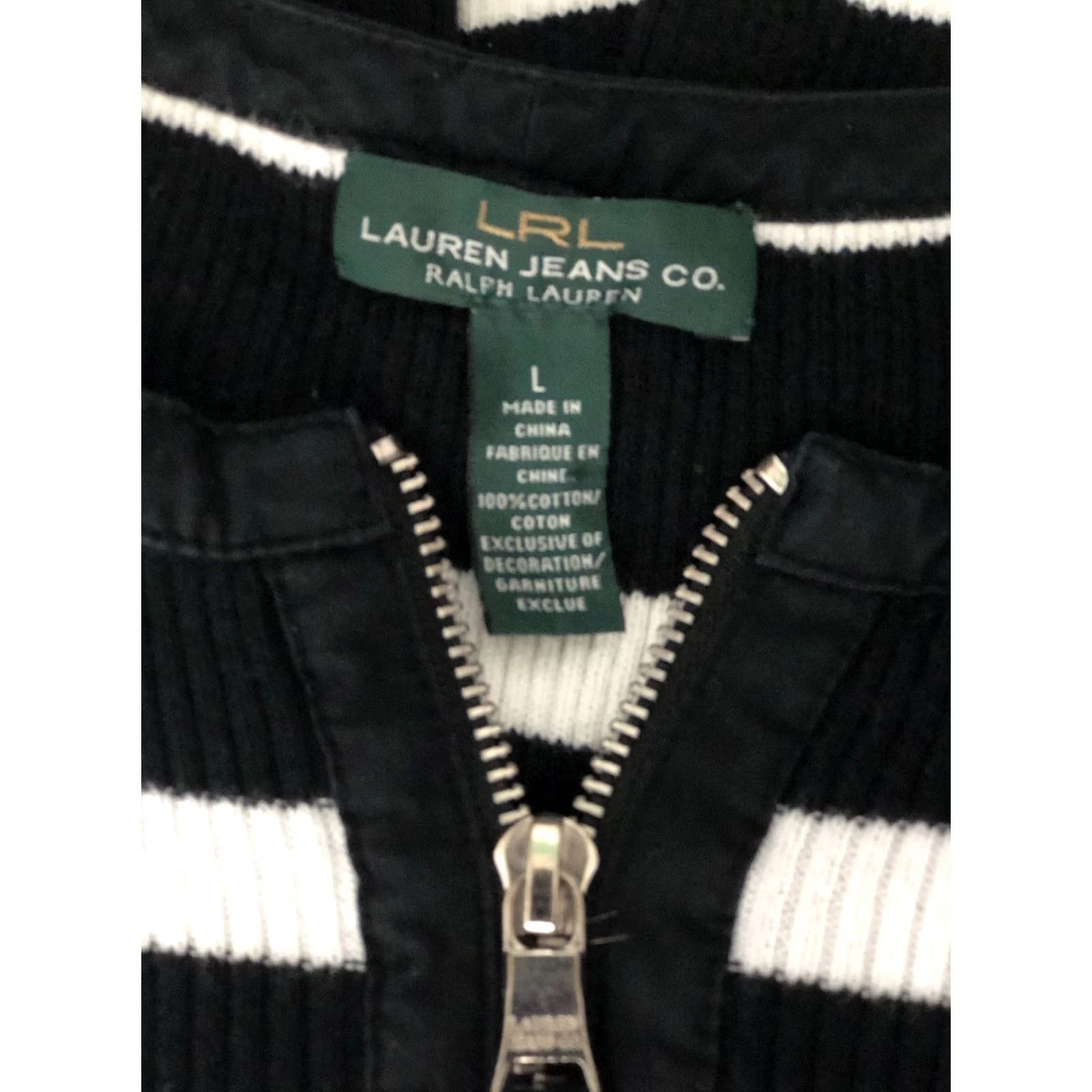 Ralph Lauren VINTAGE Ralph Lauren Sweater L Blk/Wht Stripe 1/2 Zip Henley Racing Team Patch Shirt Womens Size L / US 10 / IT 46 - 5 Thumbnail