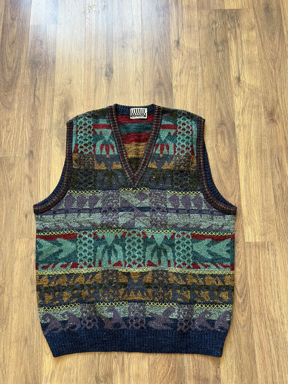 Vintage College by Marcazzani Knit Sweater Vest (Made in Italy) Size US XL / EU 56 / 4 - 1 Thumbnail