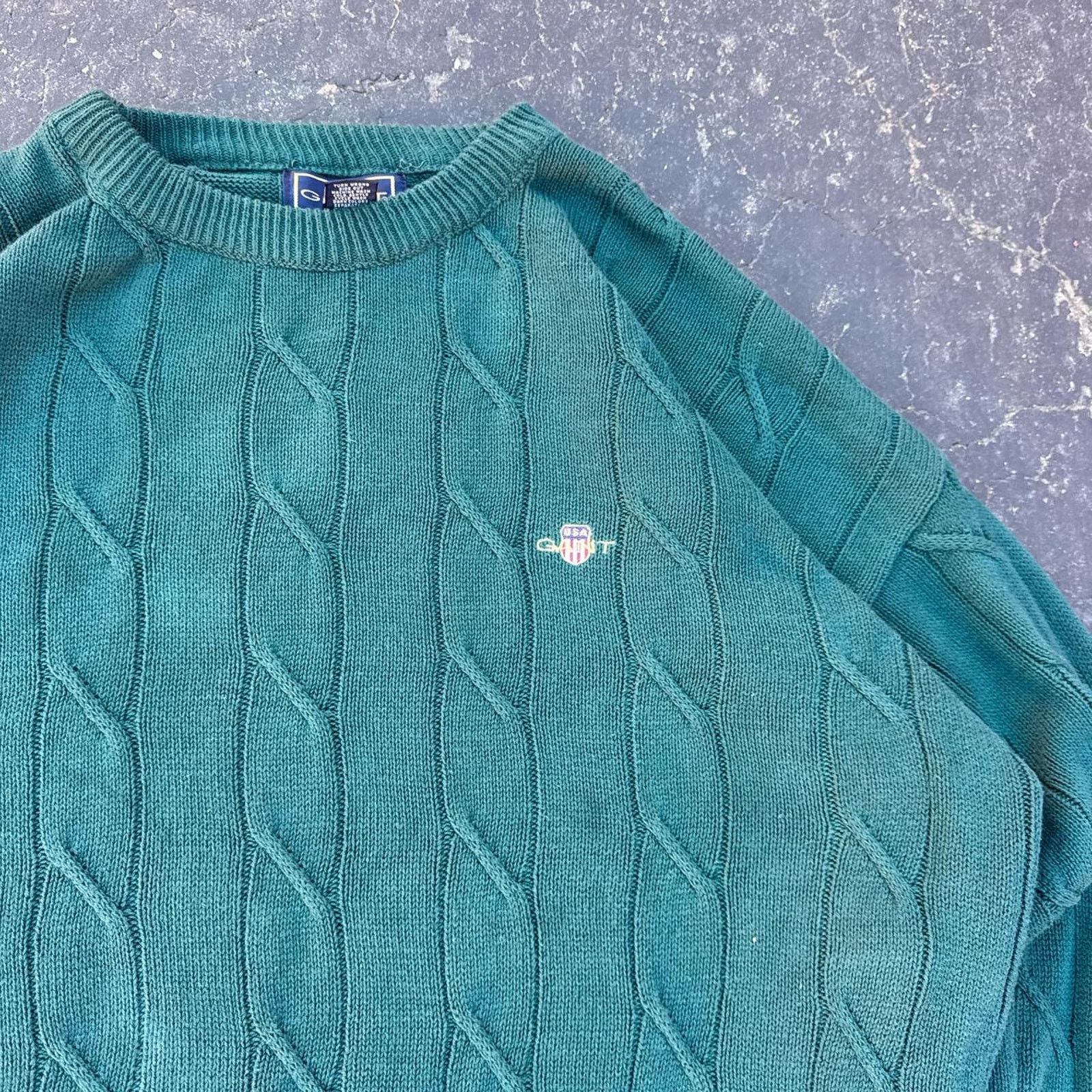 Gant Vintage 90s GANT U.S. Cable Knit Green Sweater Size 2XL Tall Size US XXL / EU 58 / 5 - 3 Thumbnail