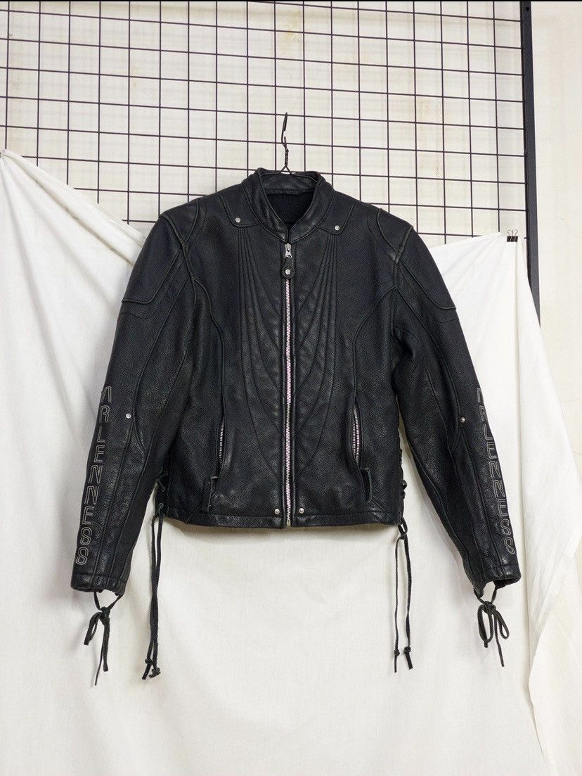 Vintage ARLENNESS motorcycle leather jacket with lace up&embroidery Size M / US 6-8 / IT 42-44 - 2 Thumbnail