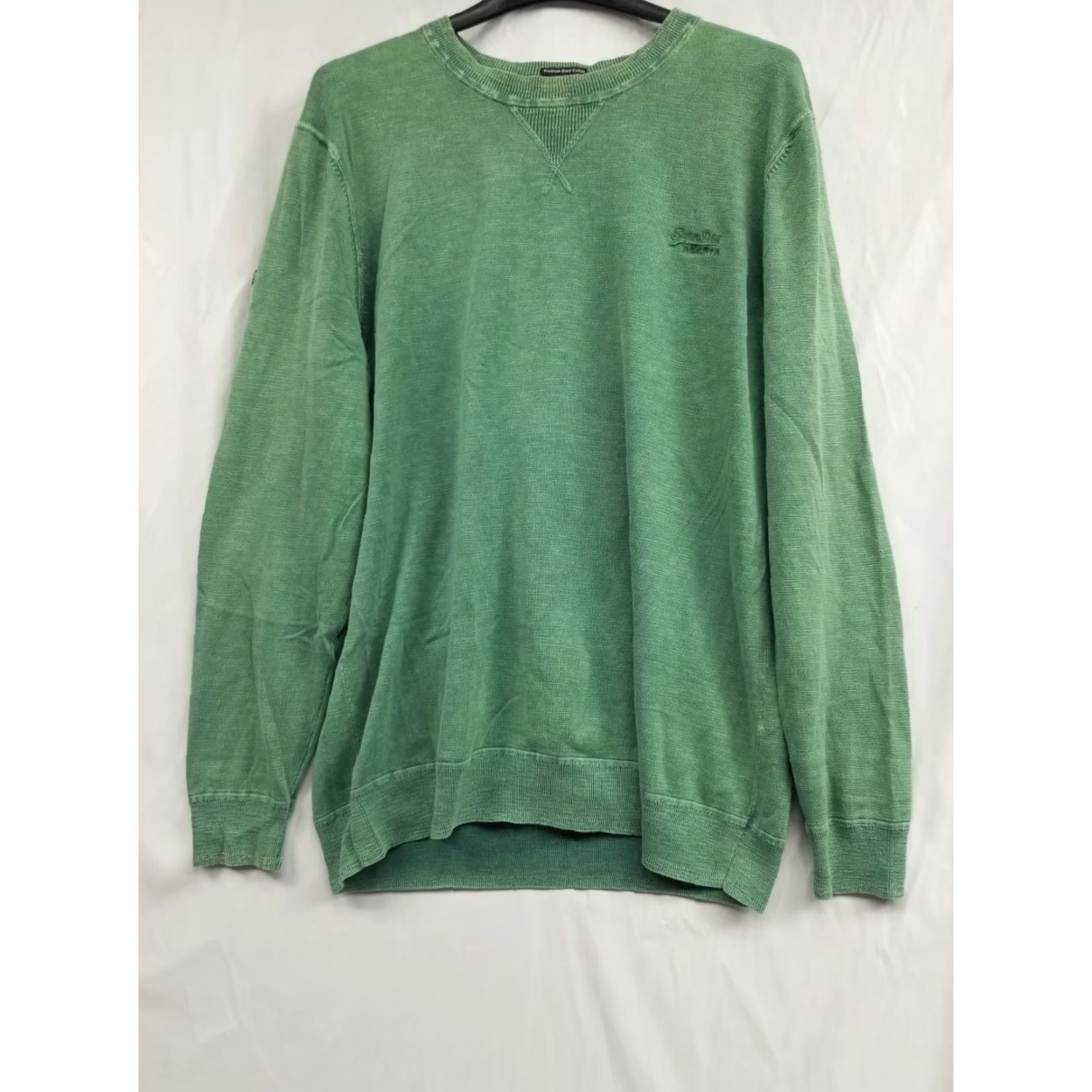 Superdry Superdry Men's Premium Knit Sweatshirt XL Green Logo Streetwear Pullover Sweatshirt Regular Fit Mens Size US XL / EU 56 / 4 - 2 Thumbnail