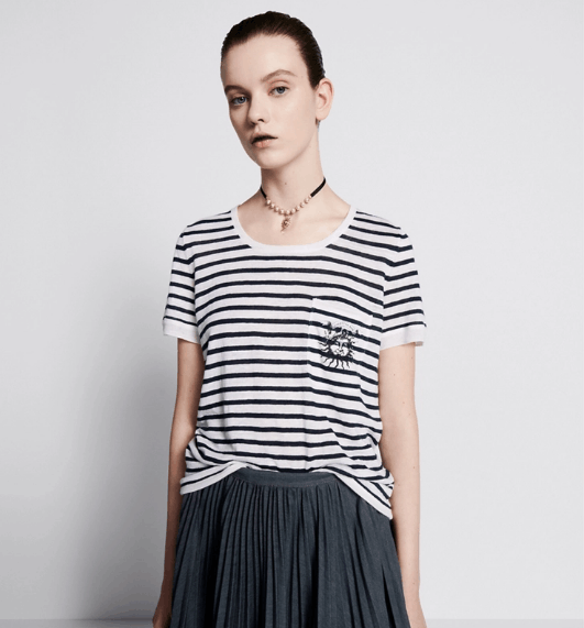 Dior o1w1db10725 424S64 Short-Sleeved Sweater in Navy Blue/White Size S / US 4 / IT 40 - 4 Thumbnail