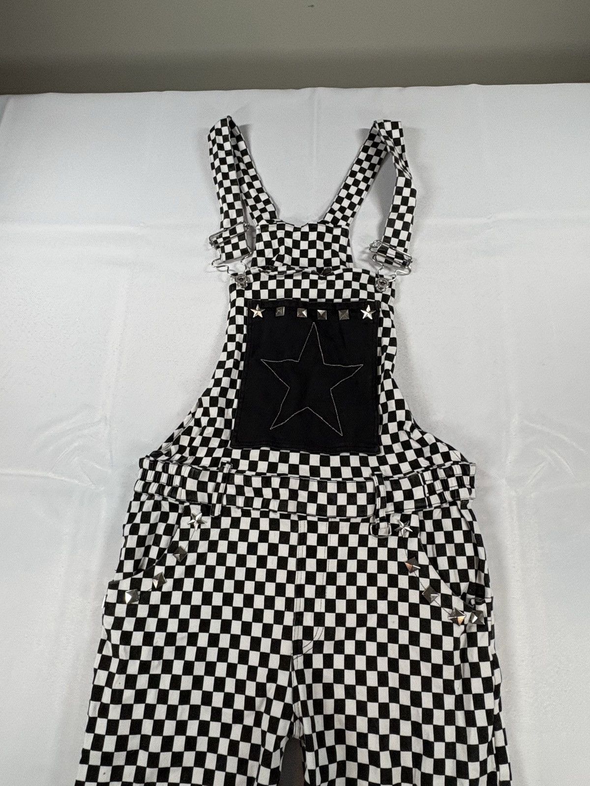 Other Lover’s Rock Checkerboard Studded Overalls Pants Size 24" / US 00 / IT 34 - 3 Thumbnail