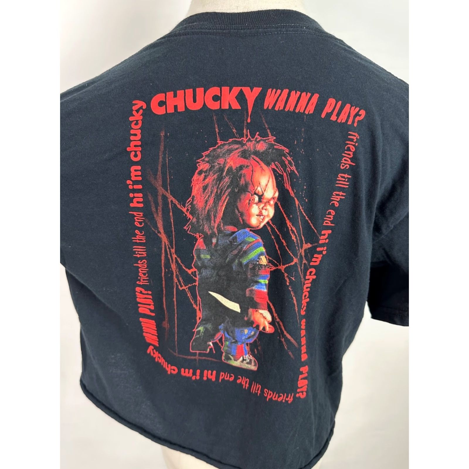 Etro Chucky Shirt Unisex Large CROPPED T-shirt Horror Tee Halloween Black Shirt Size L / US 10 / IT 46 - 7 Thumbnail