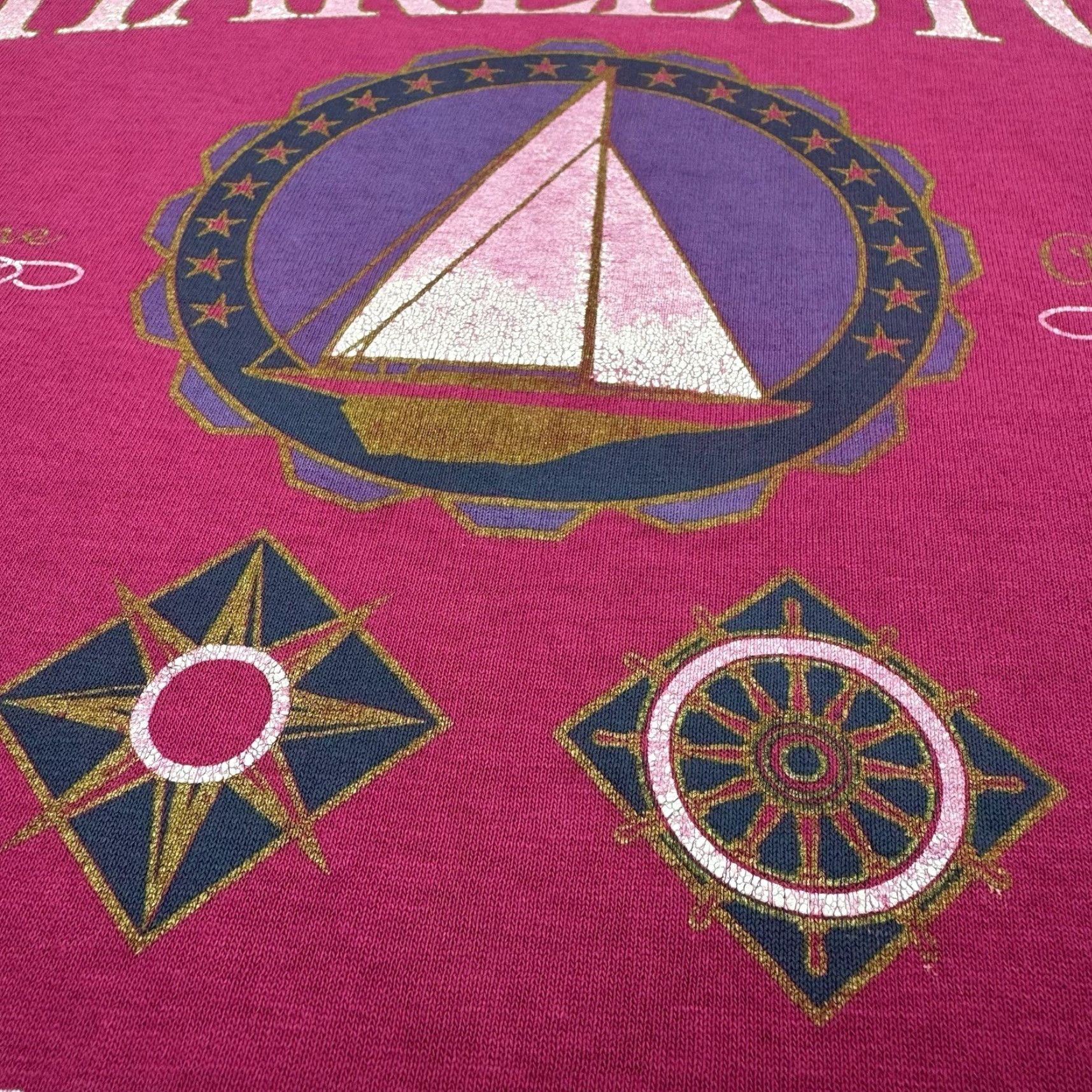 Hanes VINTAGE Hanes T-Shirt Charleston South Carolina Nautical 90s Pink XL Mens Short Sleeve Crew Neck Shirt Adult XL Pink Nautical 90s Charleston USA Men Size US XL / EU 56 / 4 - 5 Thumbnail