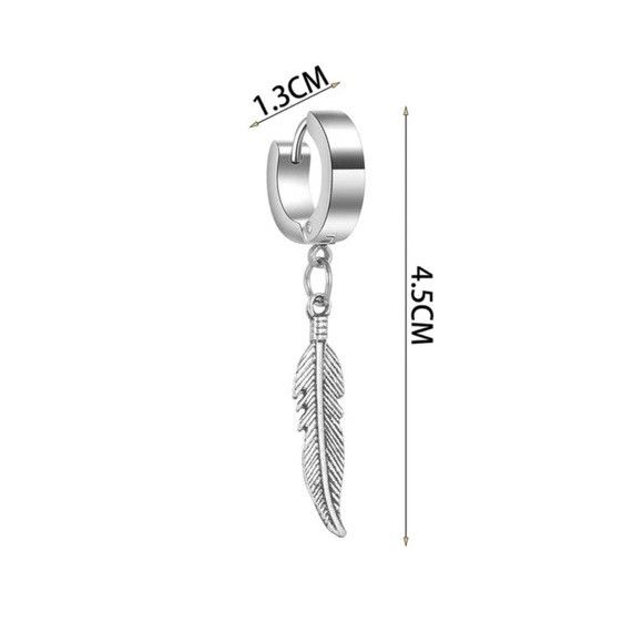 Other 1Pc Stainless Steel Unisex Drop Earring (Silver) Size ONE SIZE - 3 Thumbnail
