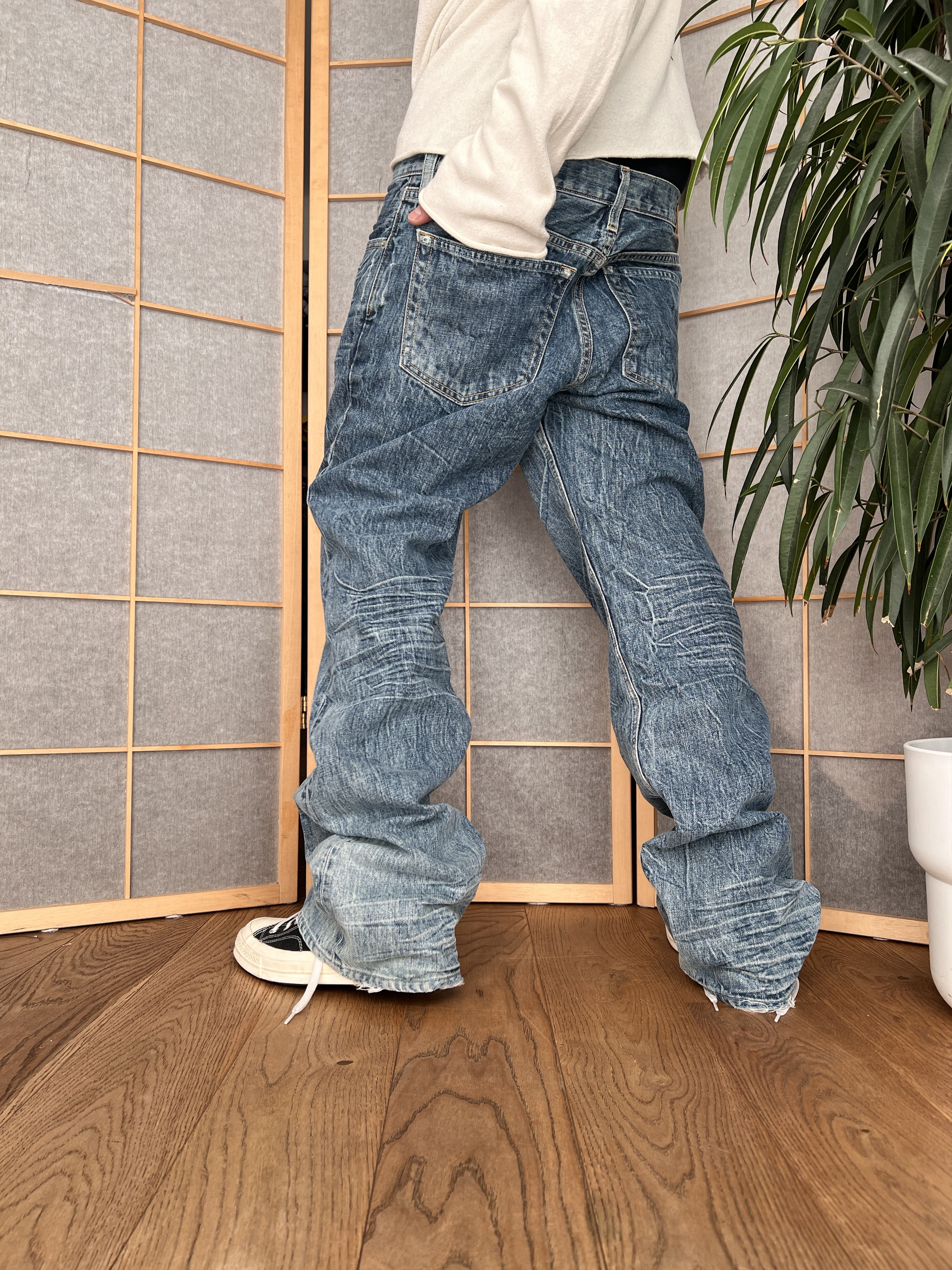 Gap Crazy Y2K GAP boot cut washed denim flared vintage 2000s low Size US 33 - 1 Thumbnail