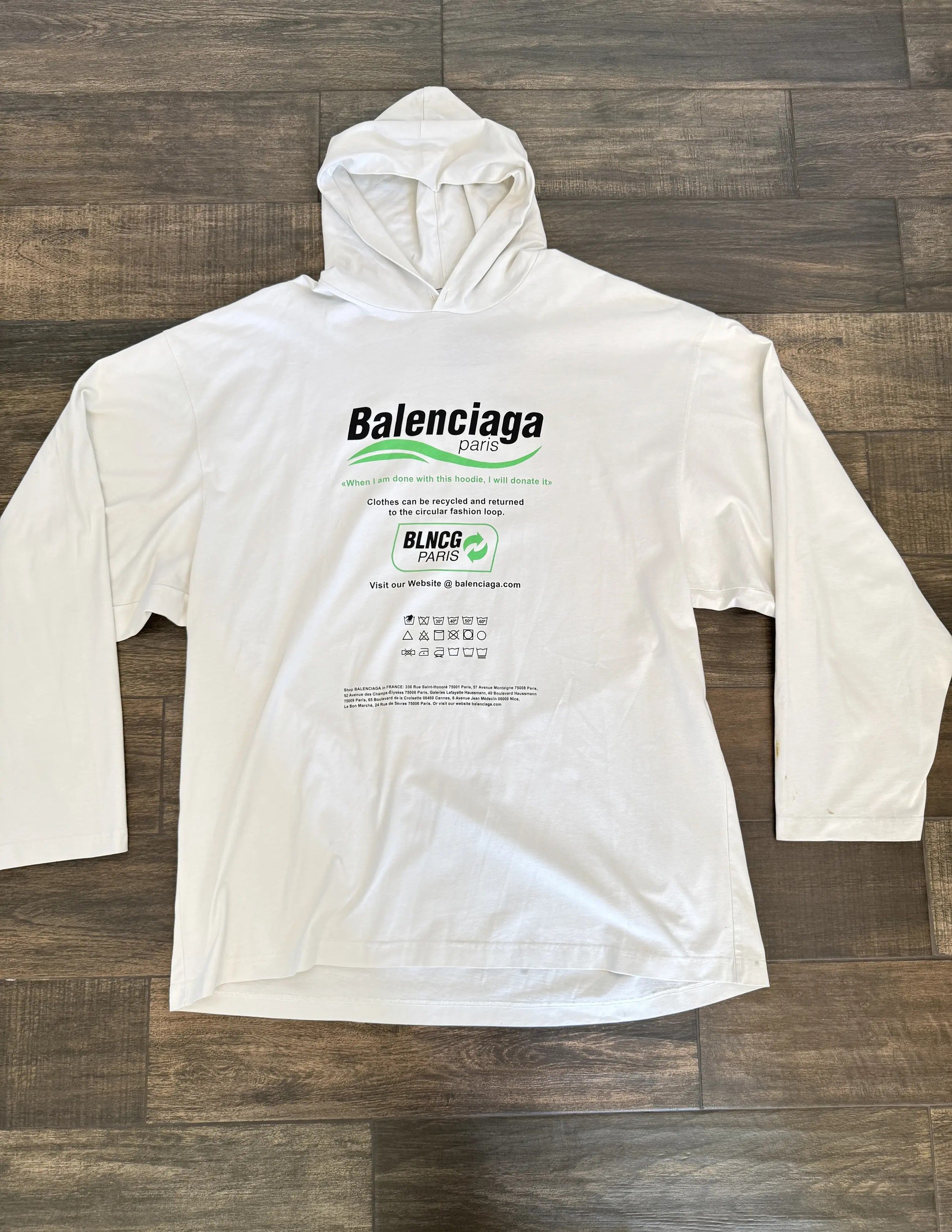 Balenciaga Balenciaga Dry Cleaning Recycle Lightweight Hoodie Size US M / EU 48-50 / 2 - 1 Thumbnail