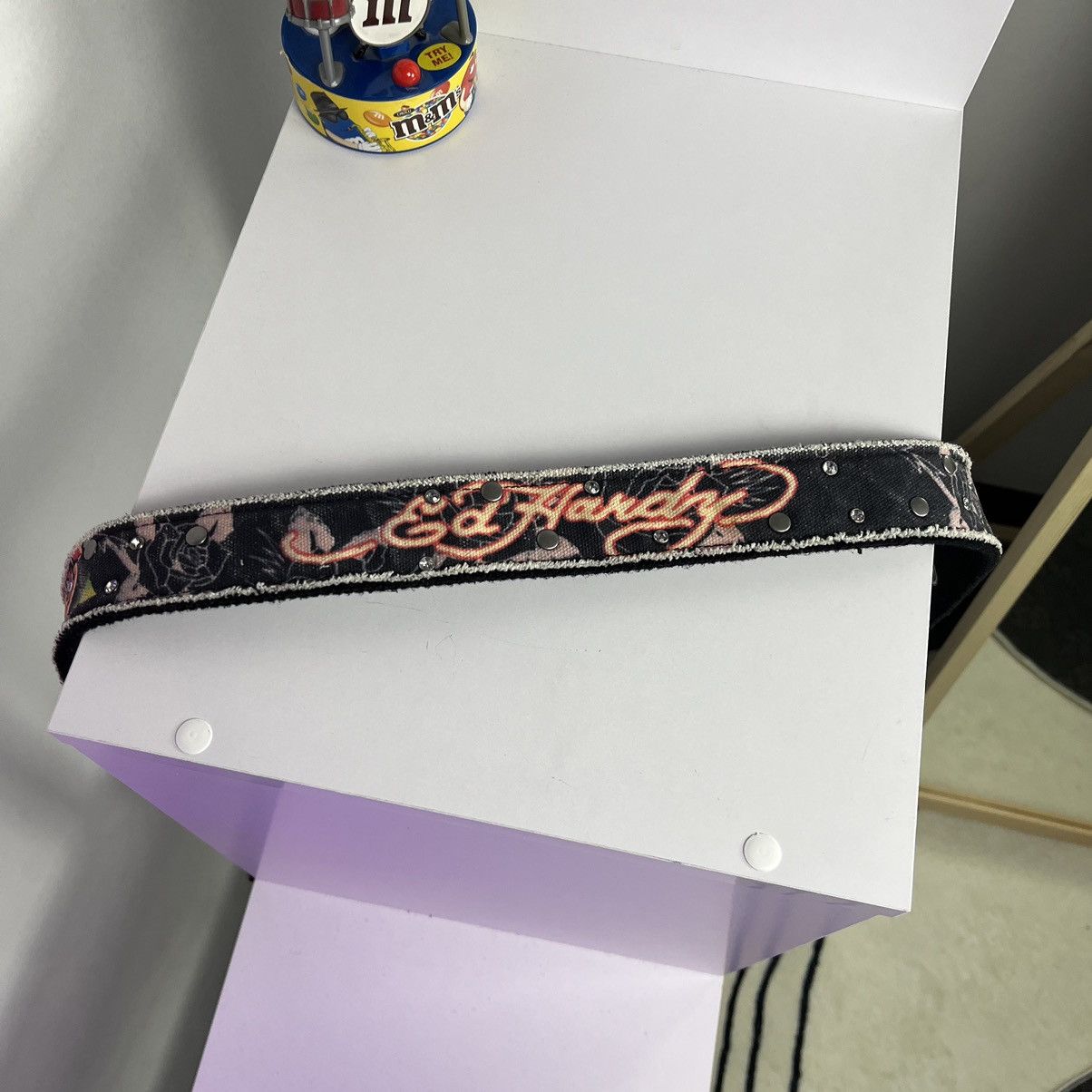 Ed Hardy × Vintage ⭐️VINTAGE⭐️ Ed Hardy Y2K Full Printed Textile Belt Size 34 - 1 Thumbnail