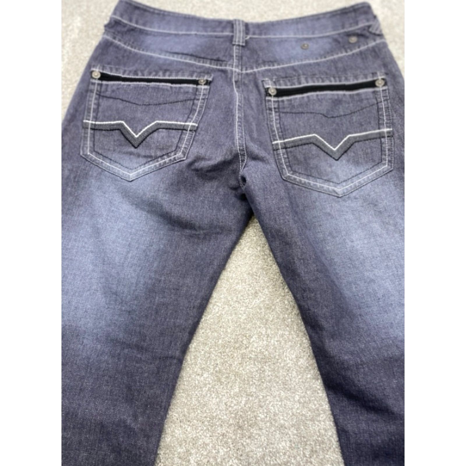 Vintage Mecca Jeans Mens 34x34 Blue Denim Slim Fit Straight Leg Embroidered Pockets Size US 34 / EU 50 - 7 Thumbnail