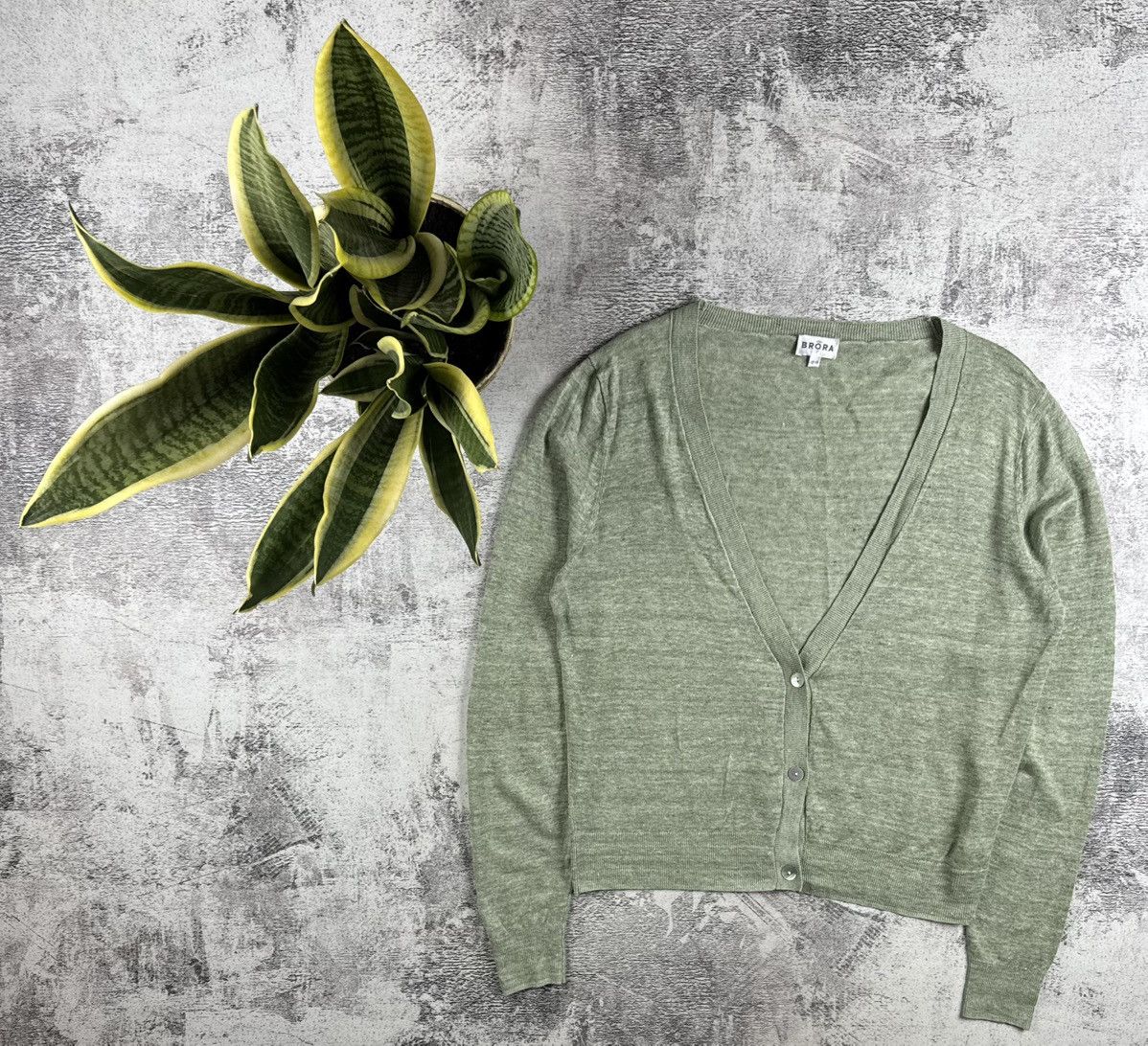 Other UK BRORA Linen 12-14 Size Green Women’s Button Cardigan Sweater Jumper Pullover Size M / US 6-8 / IT 42-44 - 1 Thumbnail