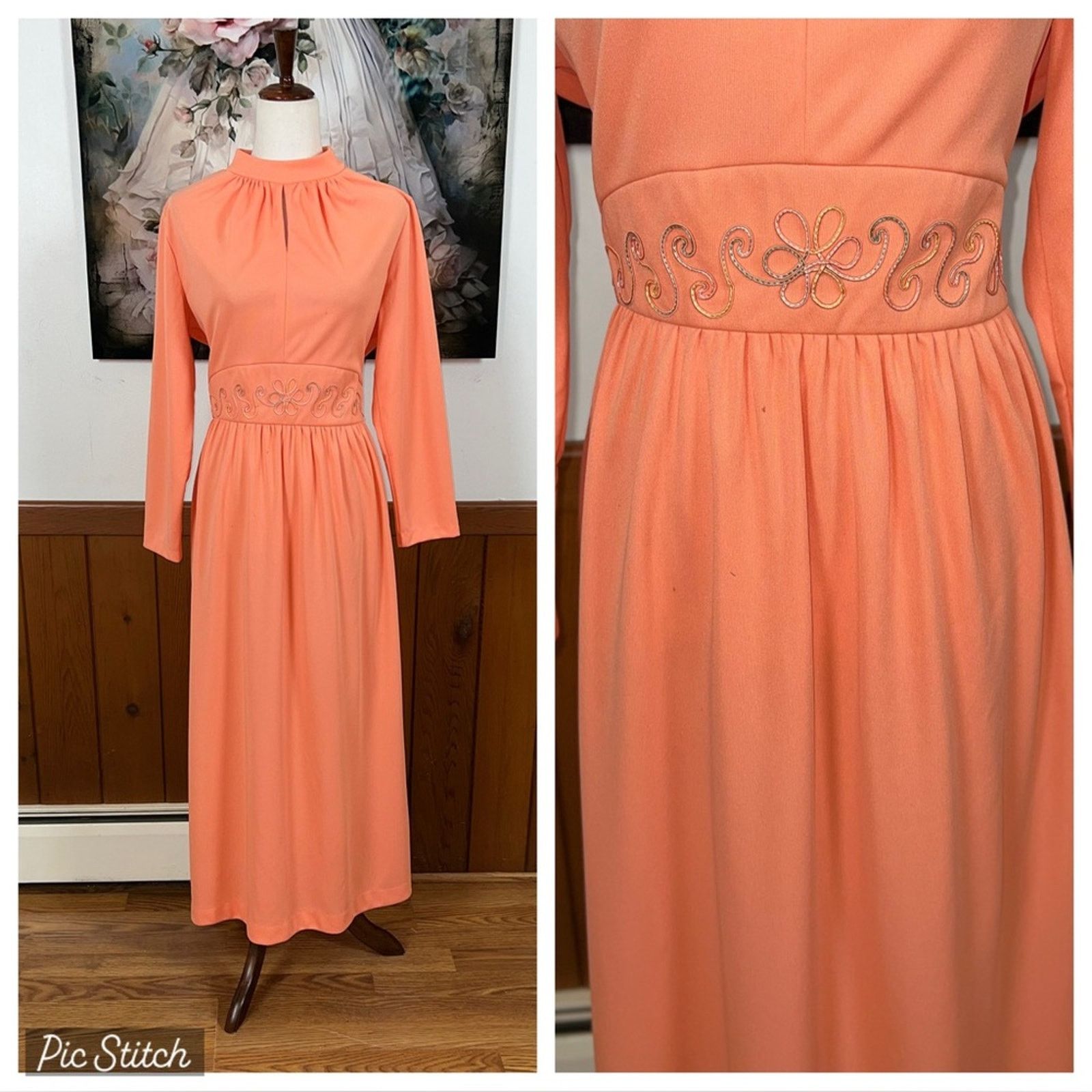 Vintage Darling Vintage 1970s Polyester Maxi Dress! Size XXL / US 16-18 / IT 52-54 - 1 Thumbnail
